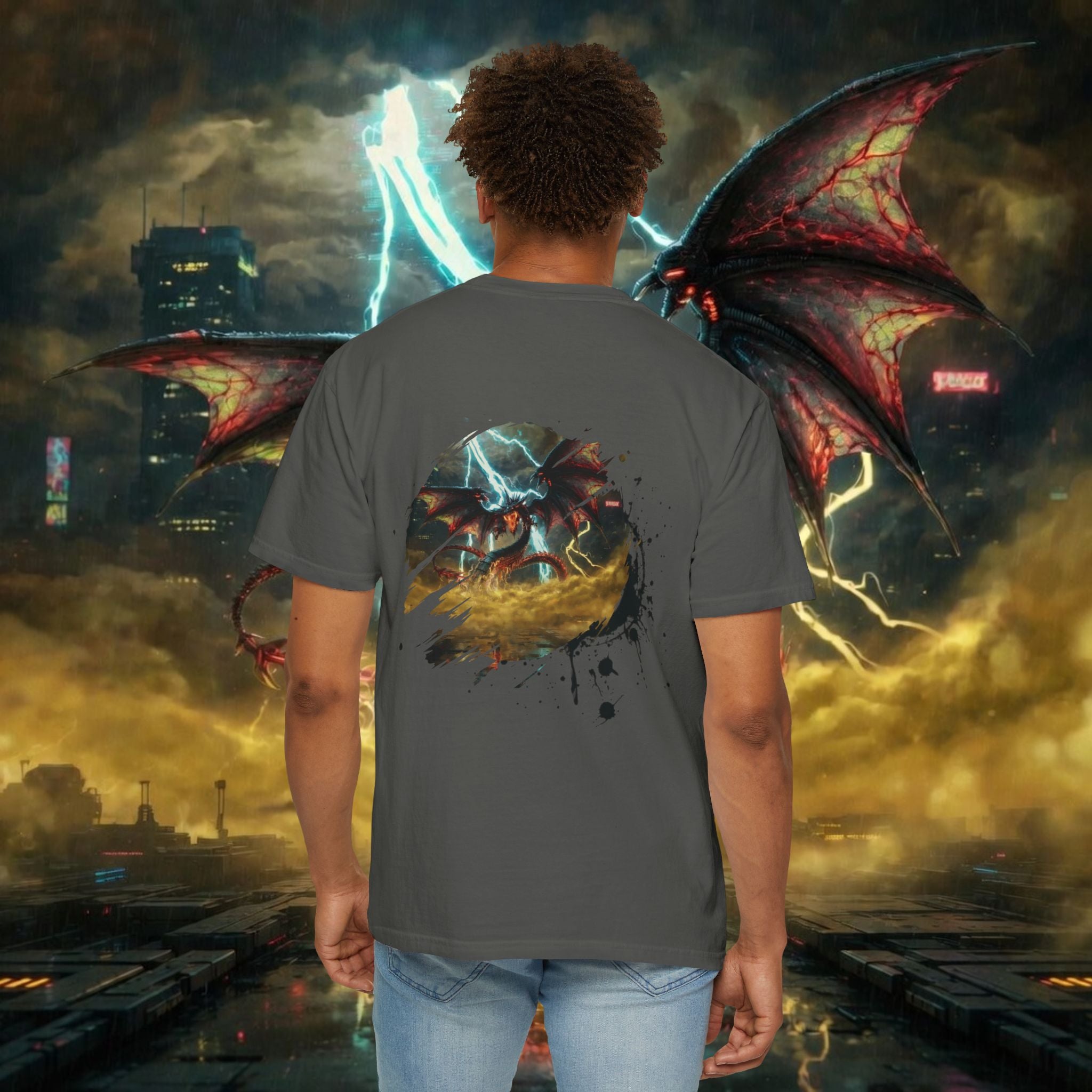 God of the Heavens T-Shirt — Mythic Storm Graphic Tee - slifer the sky dragon