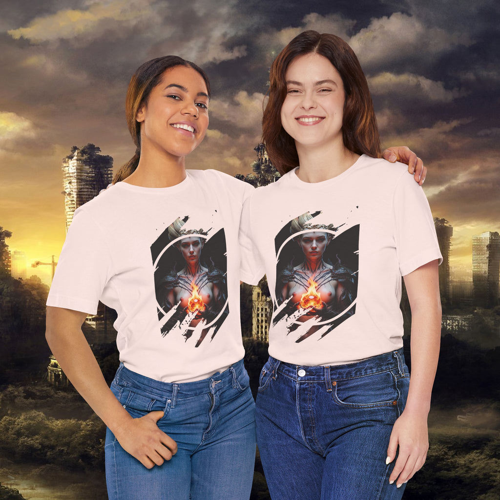 Dark Sorceress T‑Shirt — Fantasy Magic Witch Tee with Fiery Heart - Alexia Ashford