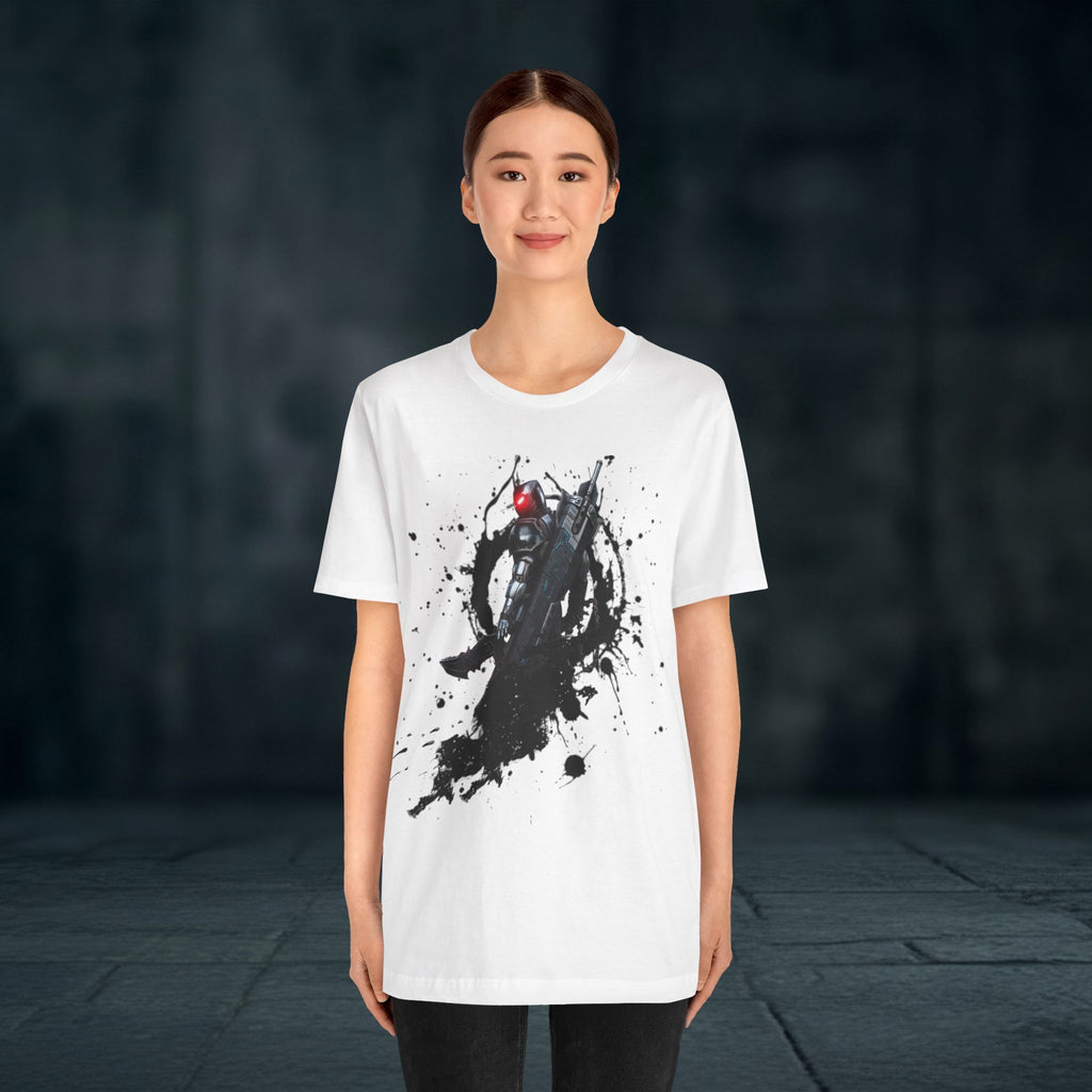 Splatter Noir Rifle Tee — Graphic Military Weapon Shirt
