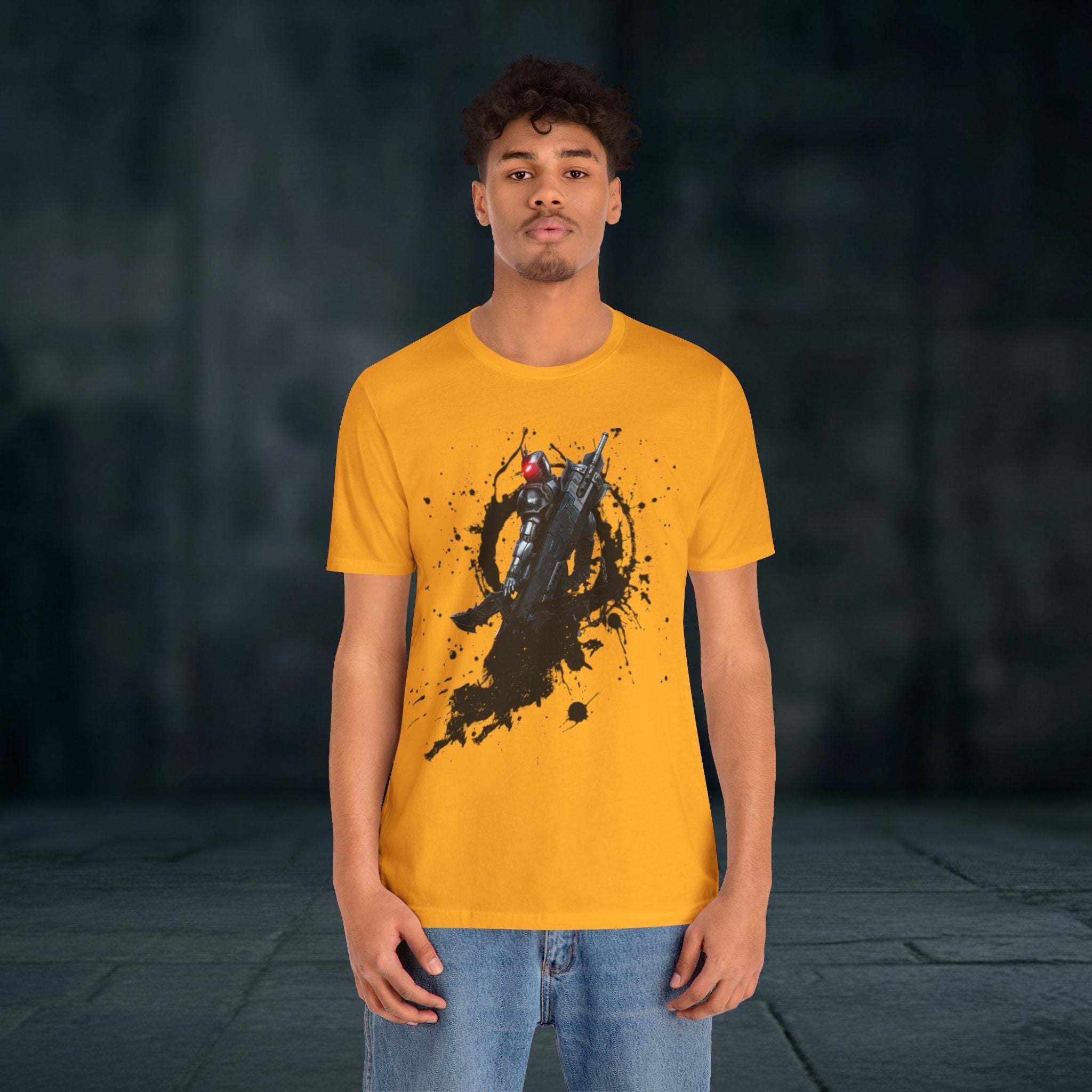 Splatter Noir Rifle Tee — Graphic Military Weapon Shirt