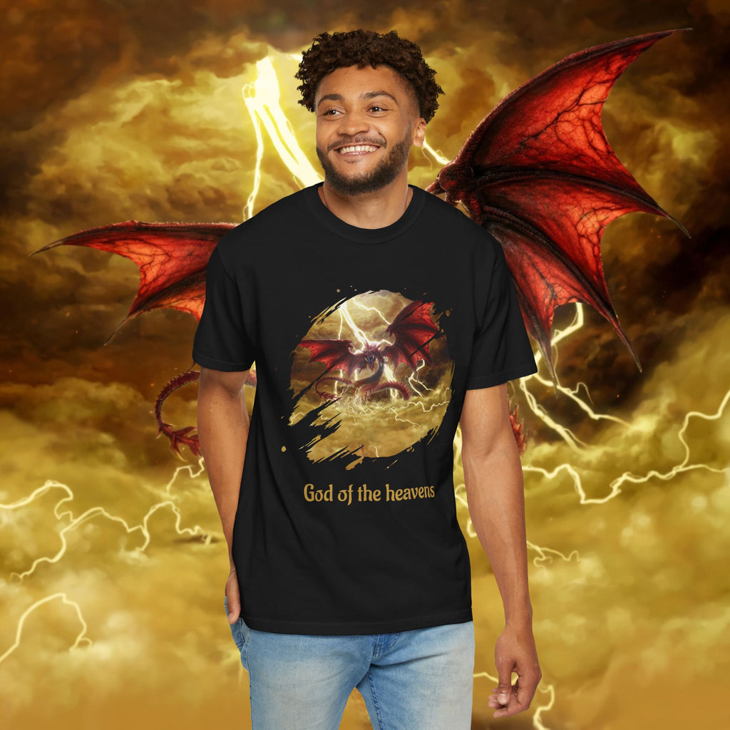 God of the Heavens T-Shirt — Mythic Storm Graphic Tee - slifer the sky dragon