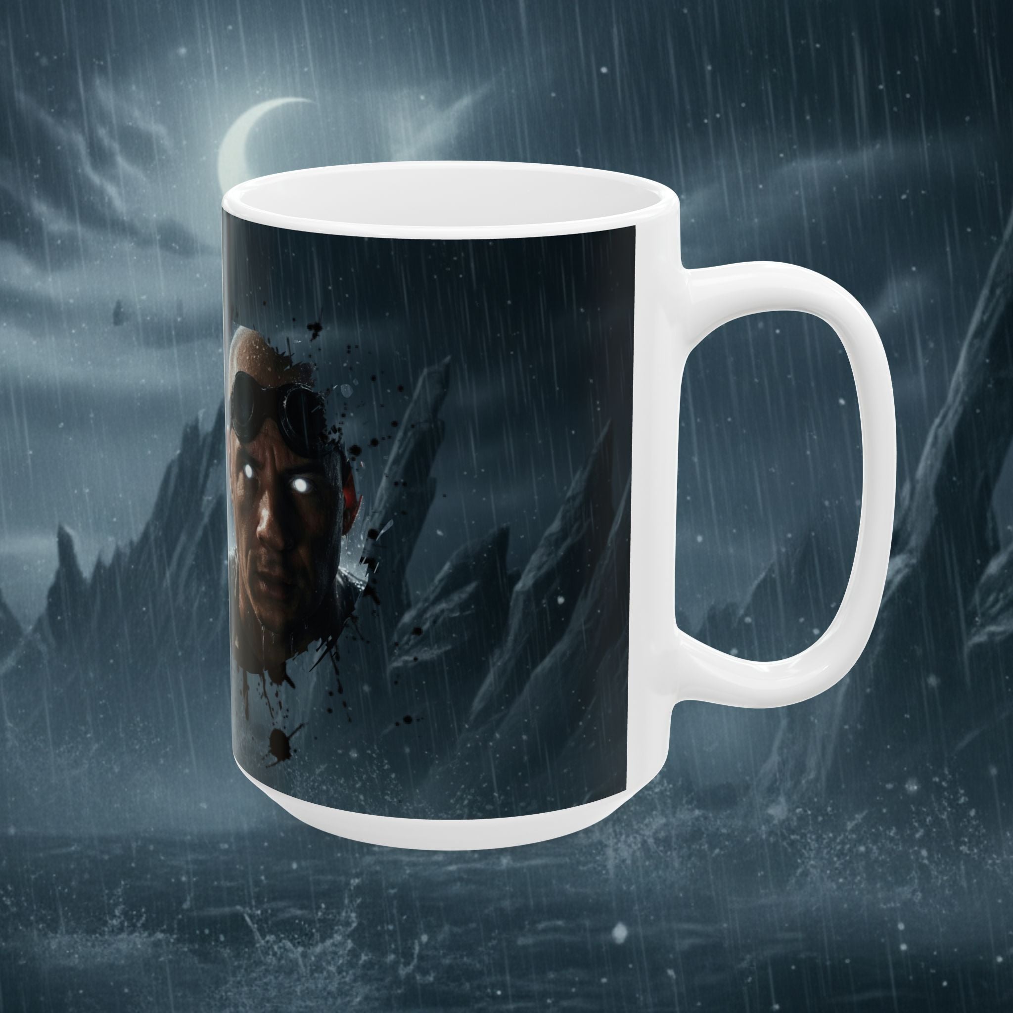 Horror Game Character Ceramic Mug — Dark Moon Night Coffee Cup (11oz/15oz) - Byakugan Family and Riddick