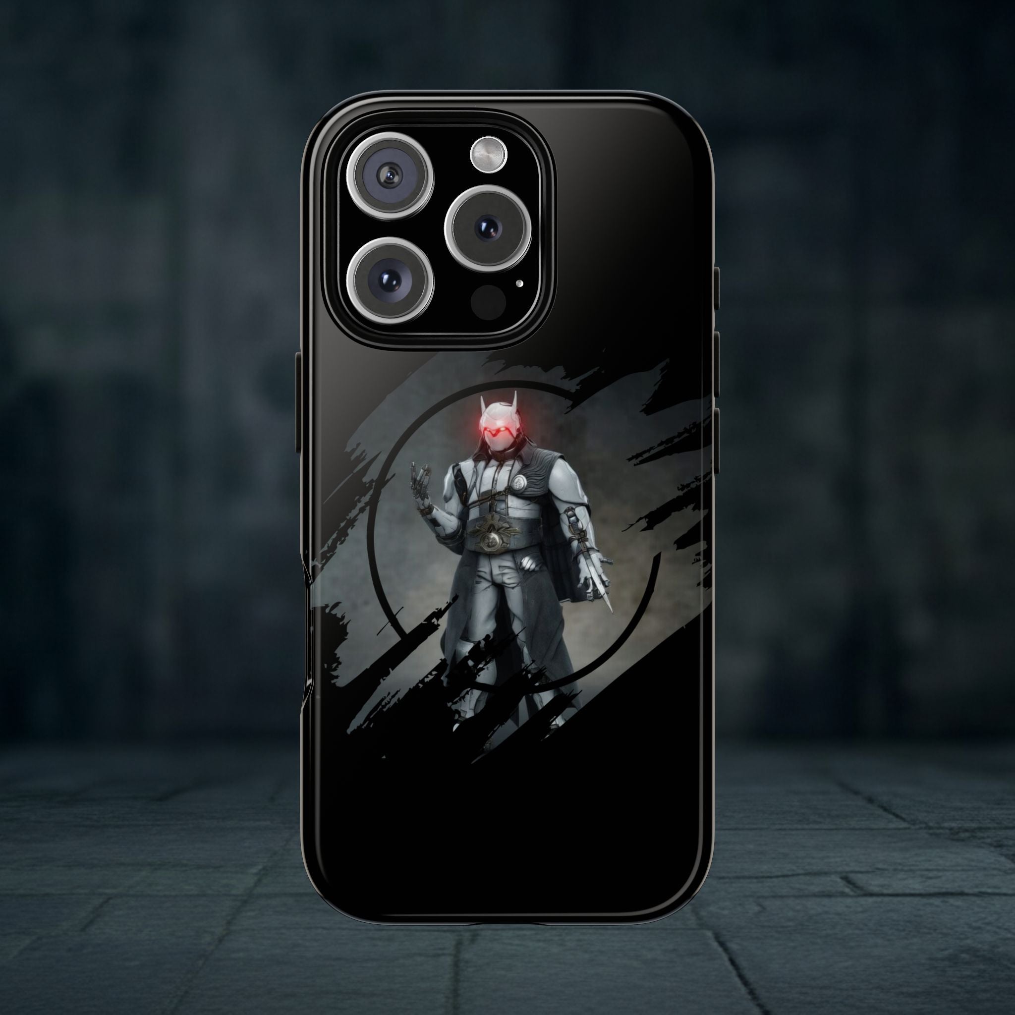 Galaxy Warrior Tough Phone Case — Dark Sci‑Fi Armor with Red Helm