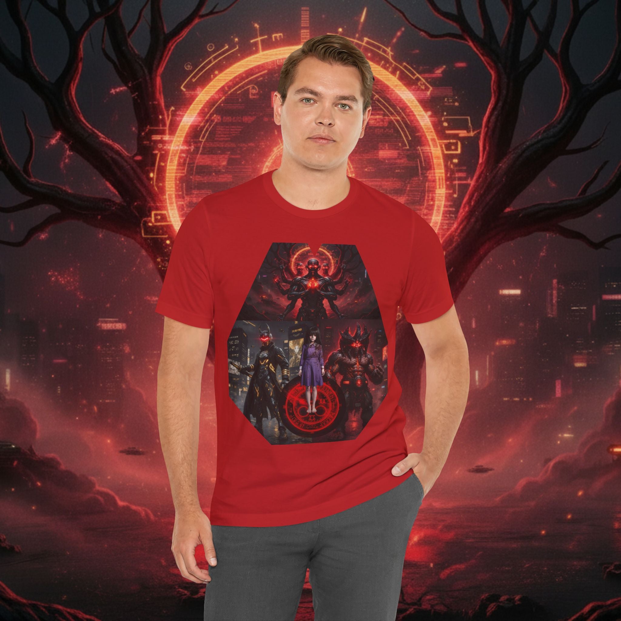 Superhero Squad Graphic Tee — Dark Red Mystic Design