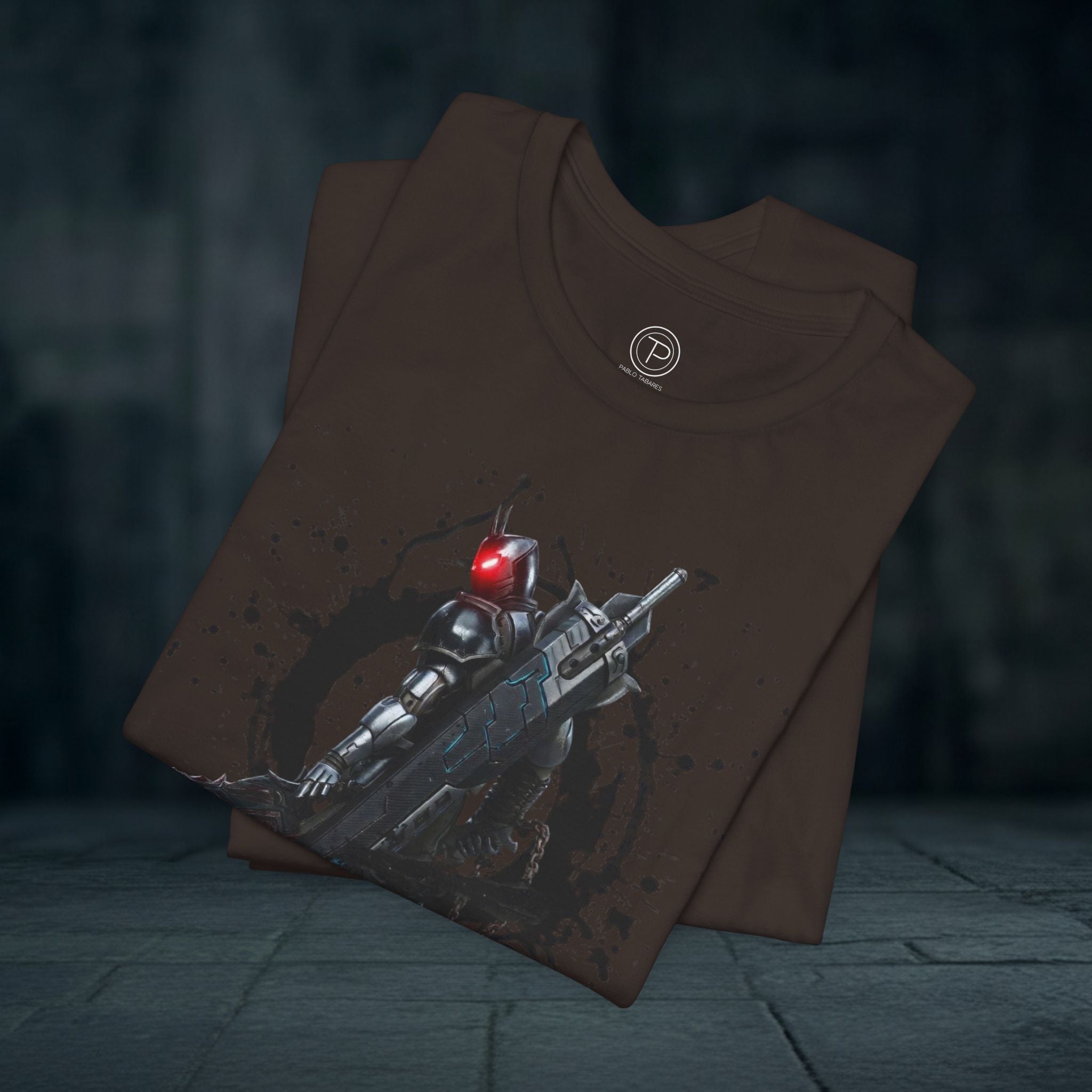 Splatter Noir Rifle Tee — Graphic Military Weapon Shirt