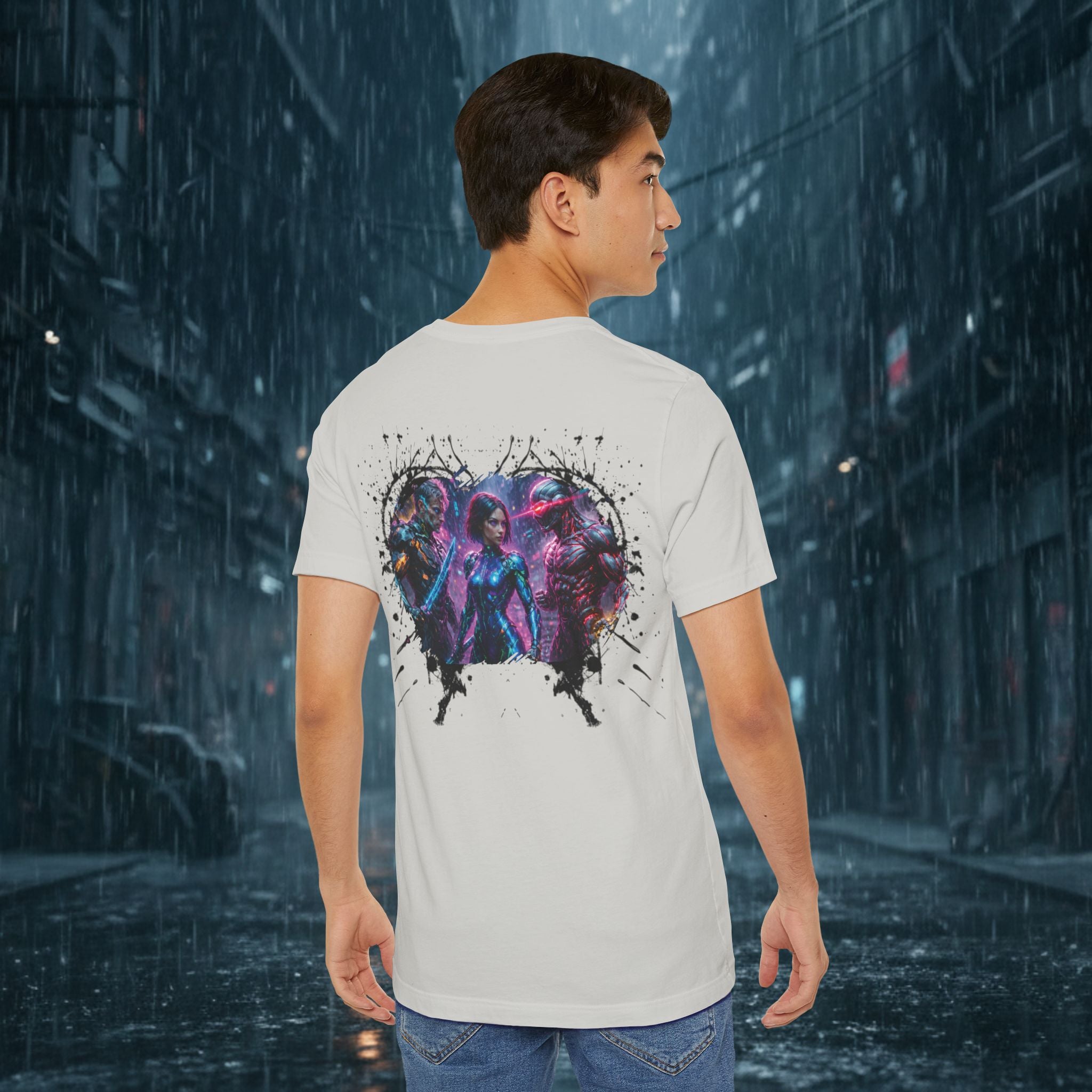 T-Shirt — "Big Family Reunion" Sci‑Fi Character Heart Graphic Tee - Battle Suits