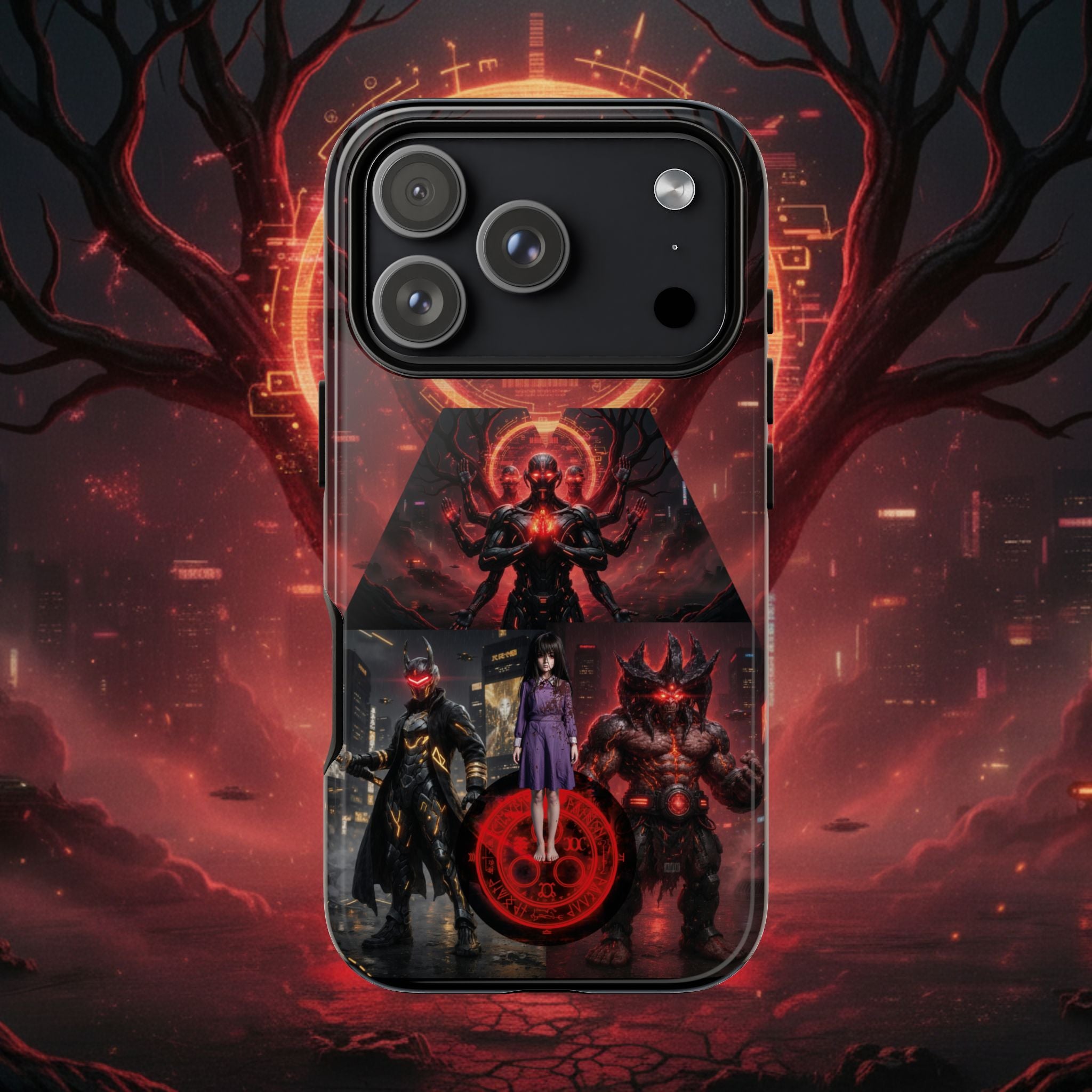 Demonic Guardians Phone Case — Red Occult Sigil Urban Fantasy iPhone Cover