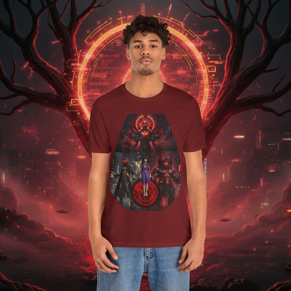 Superhero Squad Graphic Tee — Dark Red Mystic Design
