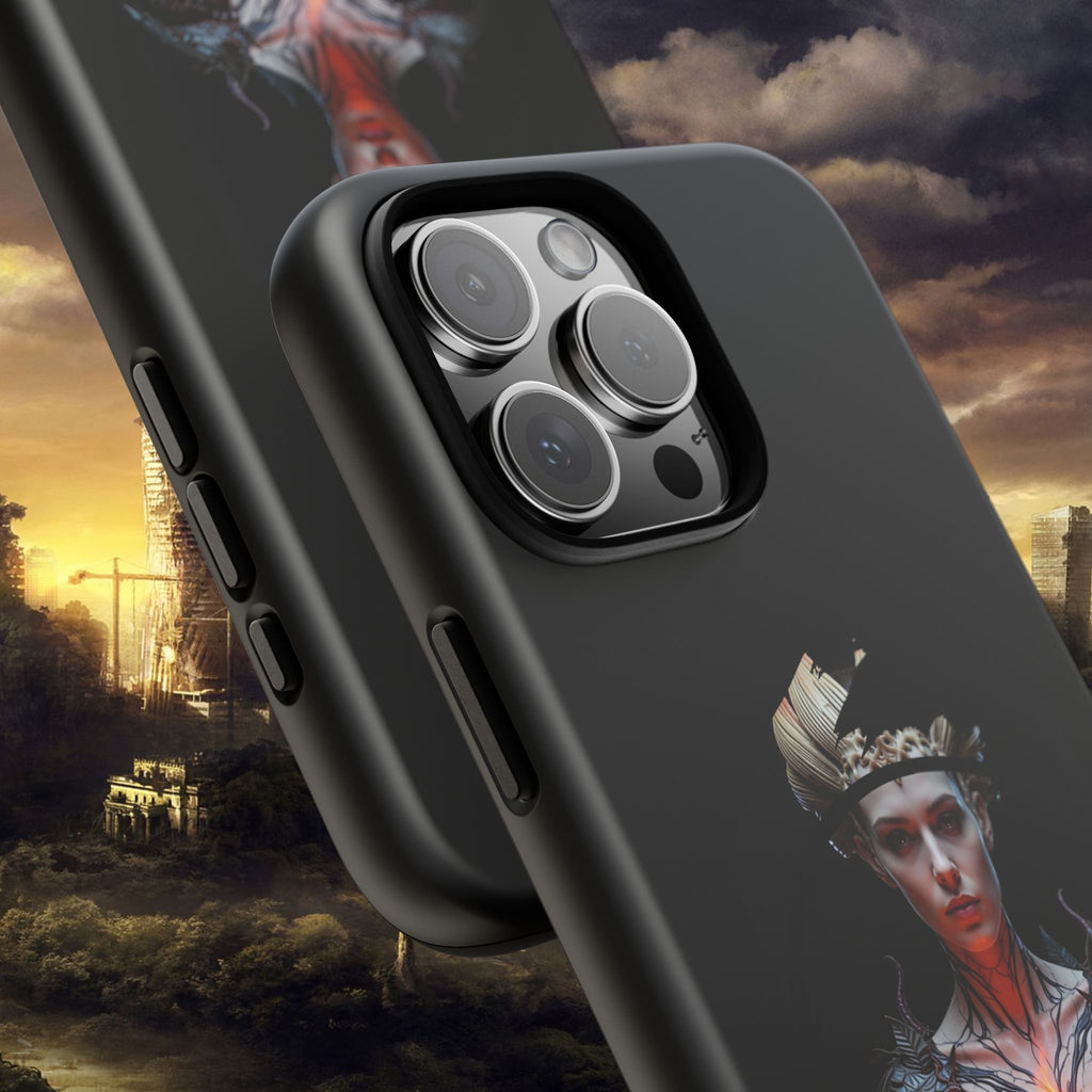 Fantasy Sorceress Phone Case — Dark Magic Mage with Fiery Orb Tough Case - Alexia Ashford