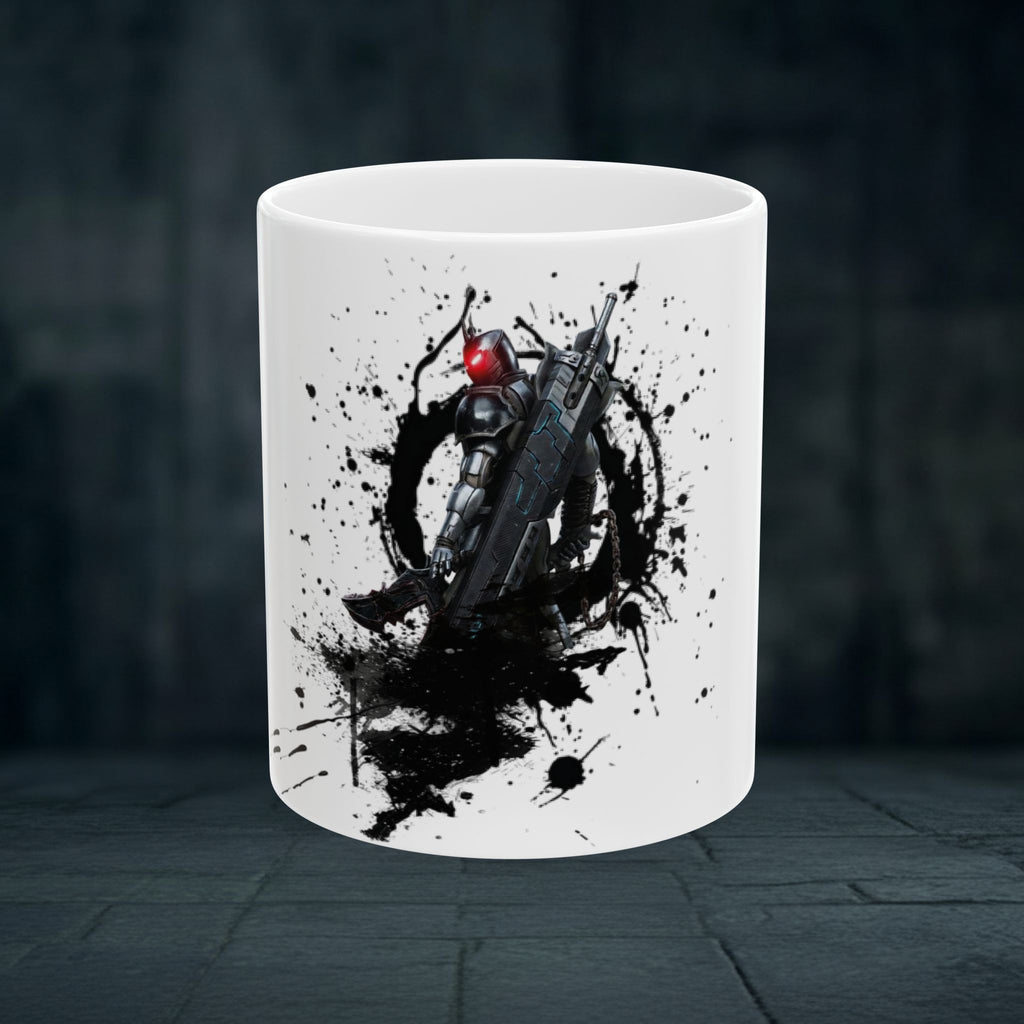 Splatter Sword Ceramic Mug — Gamer Fantasy Coffee Cup (11oz/15oz)