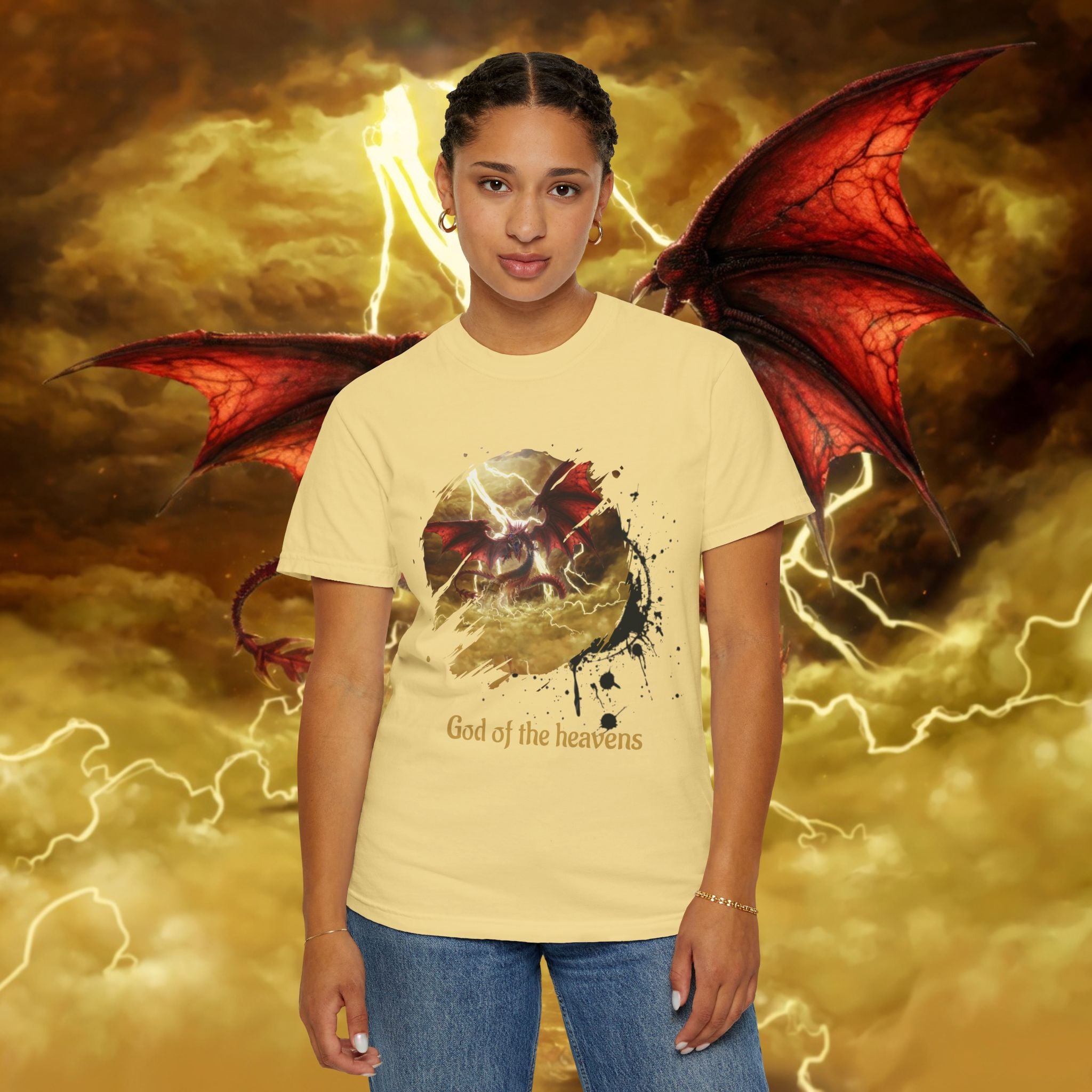 God of the Heavens T-Shirt — Mythic Storm Graphic Tee - slifer the sky dragon