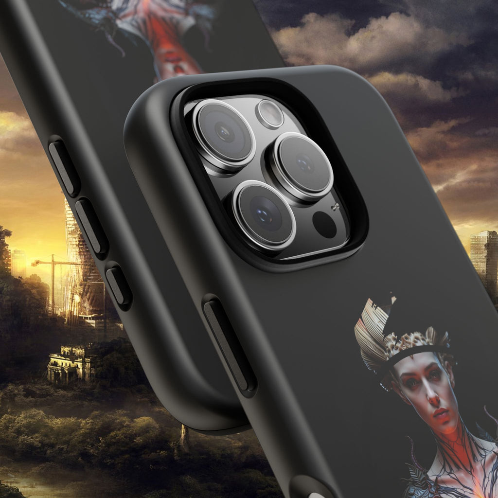 Fantasy Sorceress Phone Case — Dark Magic Mage with Fiery Orb Tough Case - Alexia Ashford
