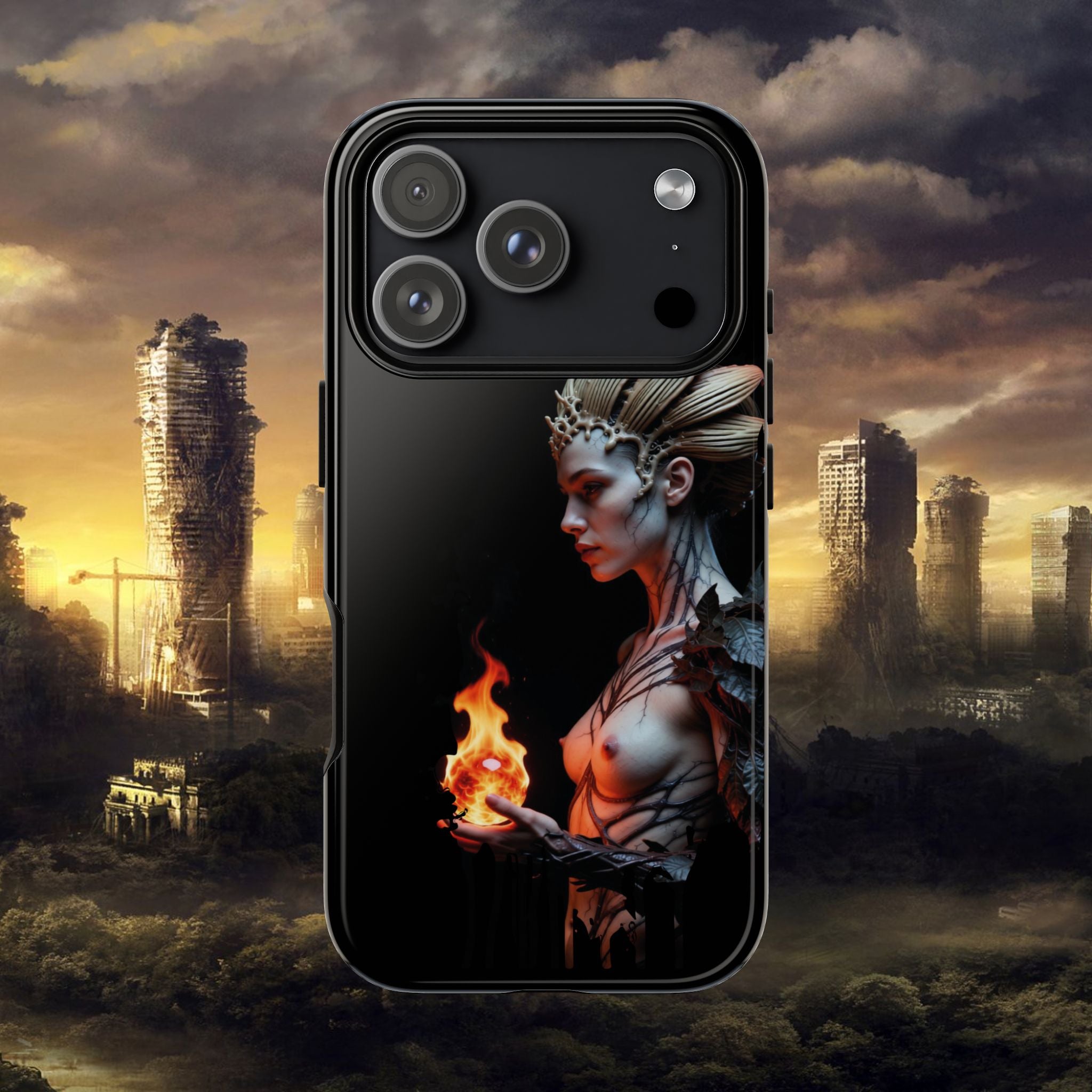 Fire Queen Phone Case — Dark Fantasy iPhone Armor - Alexia Ashford Side Face