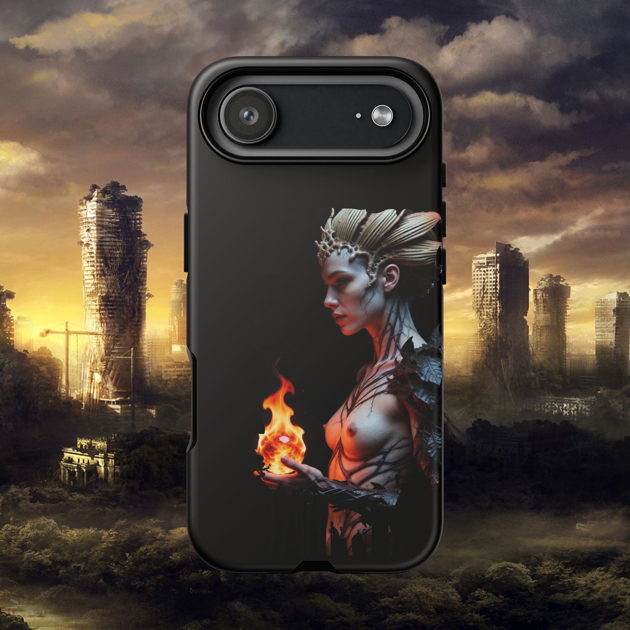 Fire Queen Phone Case — Dark Fantasy iPhone Armor - Alexia Ashford Side Face