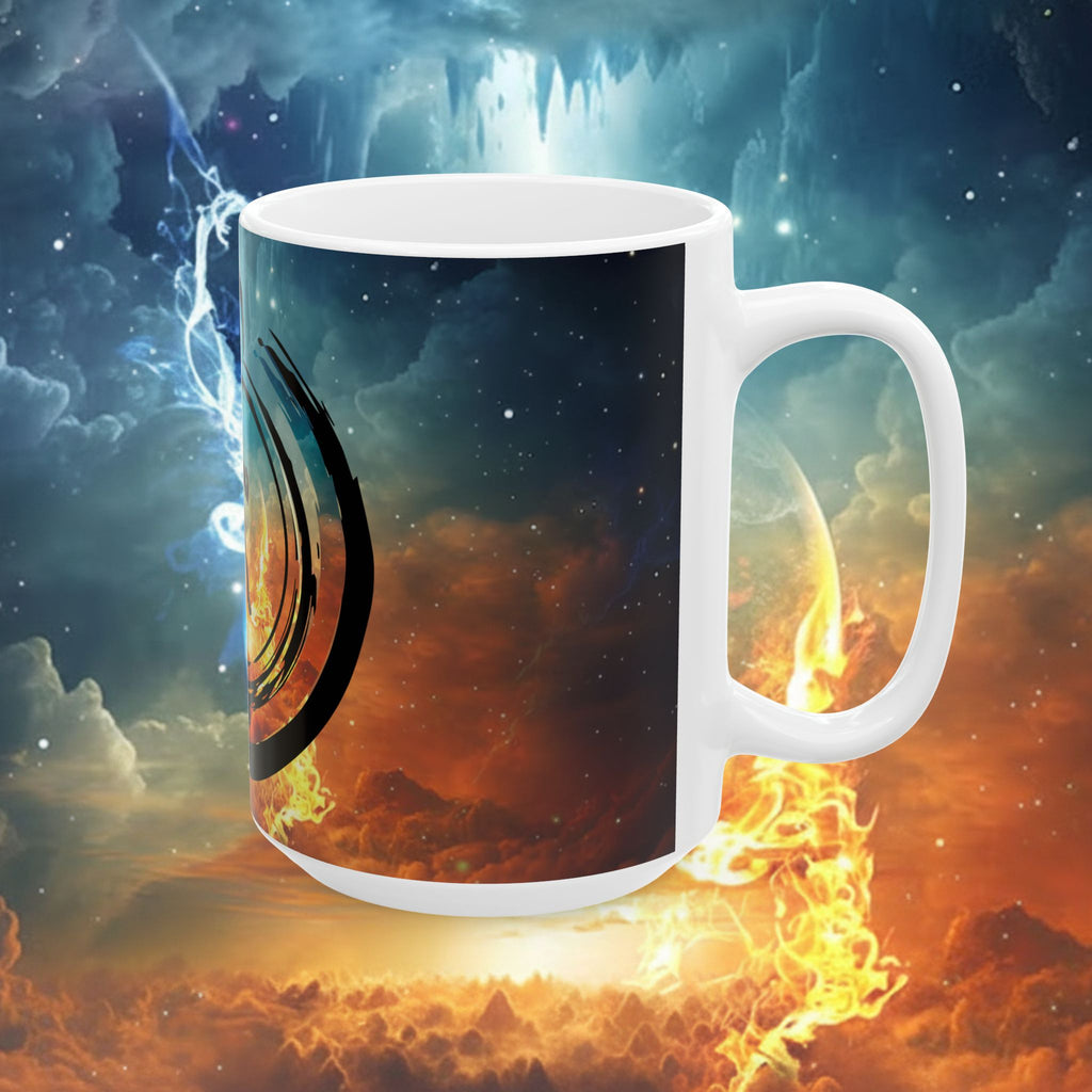 Space Warrior Ceramic Mug – Cosmic Battle Silhouette Coffee Cup (11oz, 15oz) - Ultron