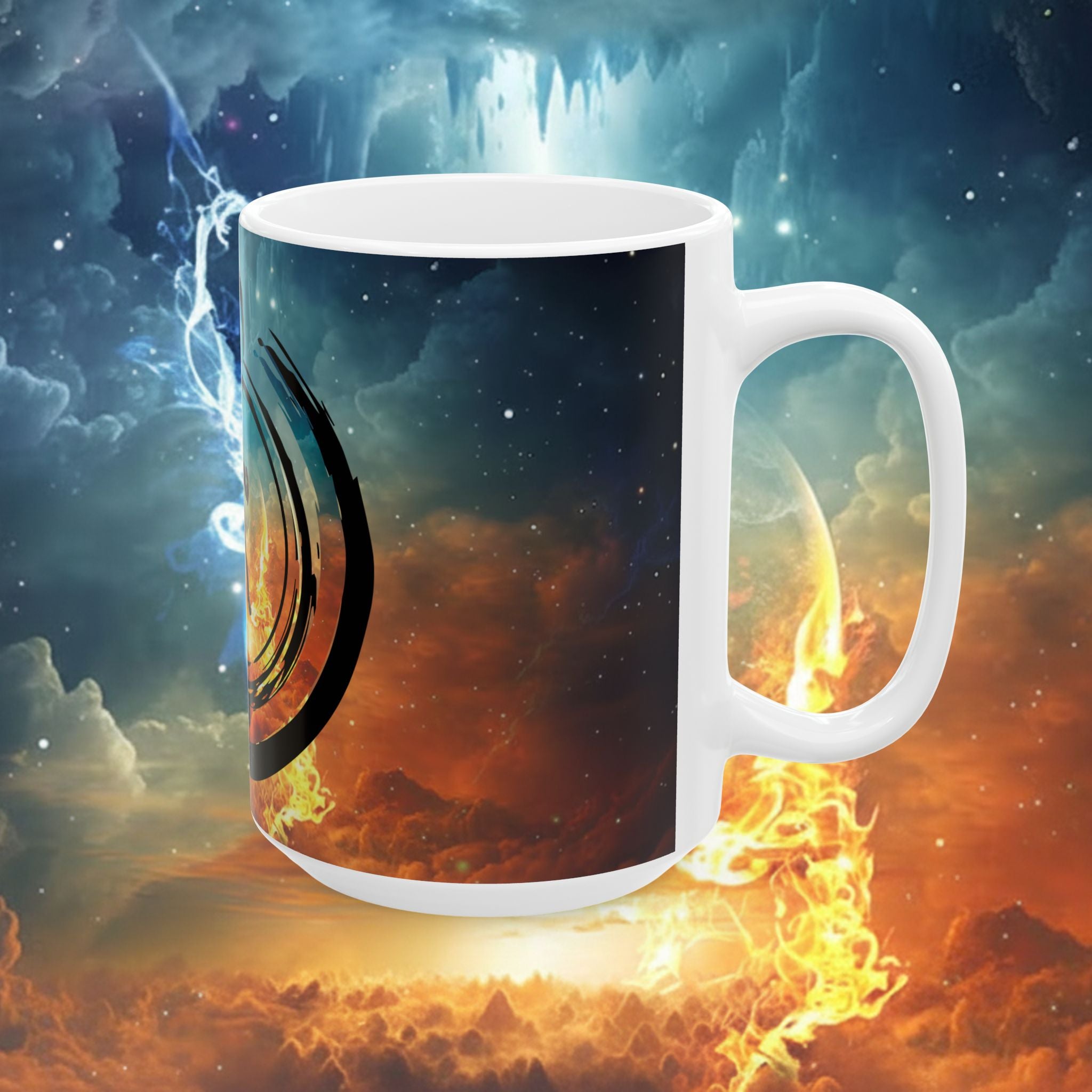 Space Warrior Ceramic Mug – Cosmic Battle Silhouette Coffee Cup (11oz, 15oz) - Ultron