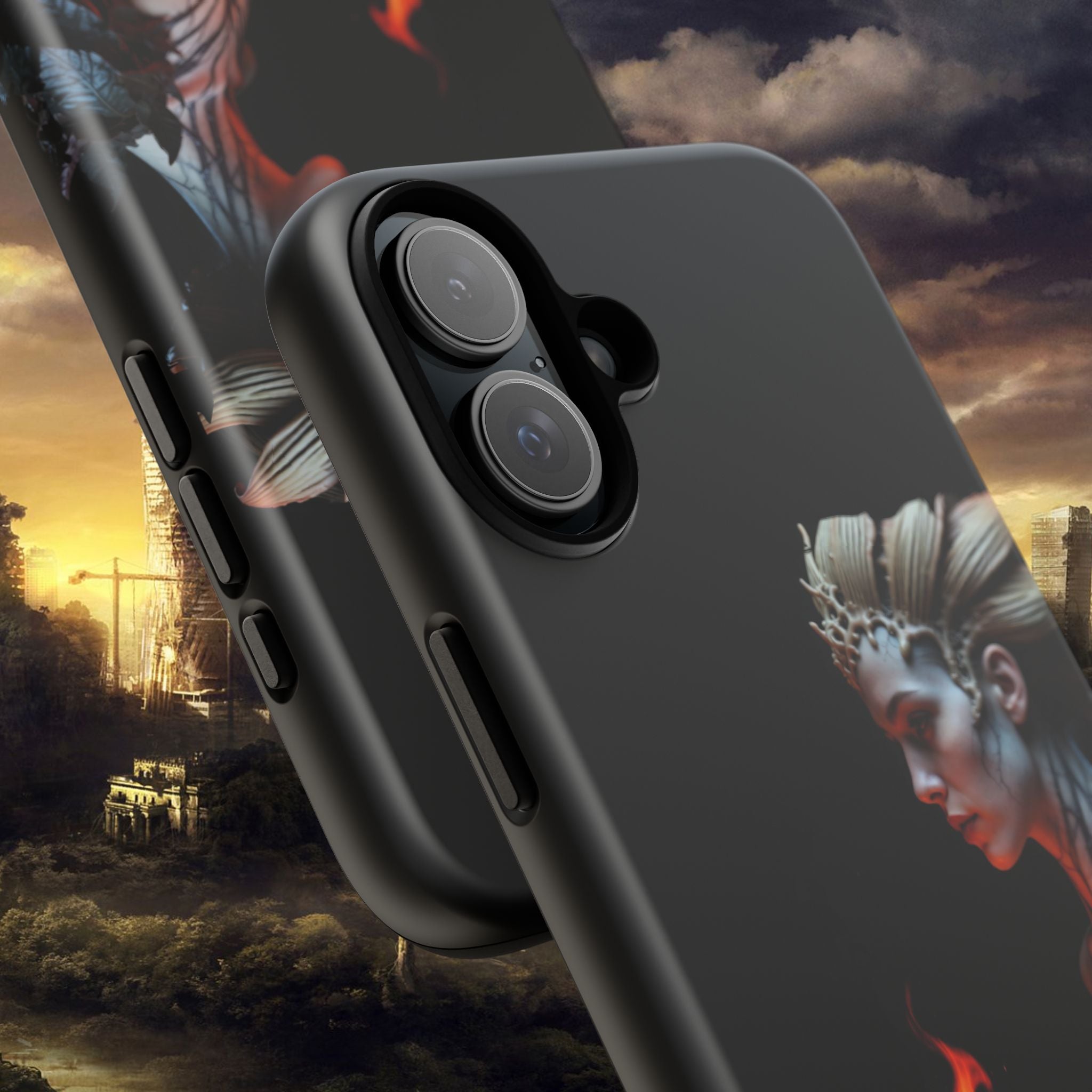 Fire Queen Phone Case — Dark Fantasy iPhone Armor - Alexia Ashford Side Face