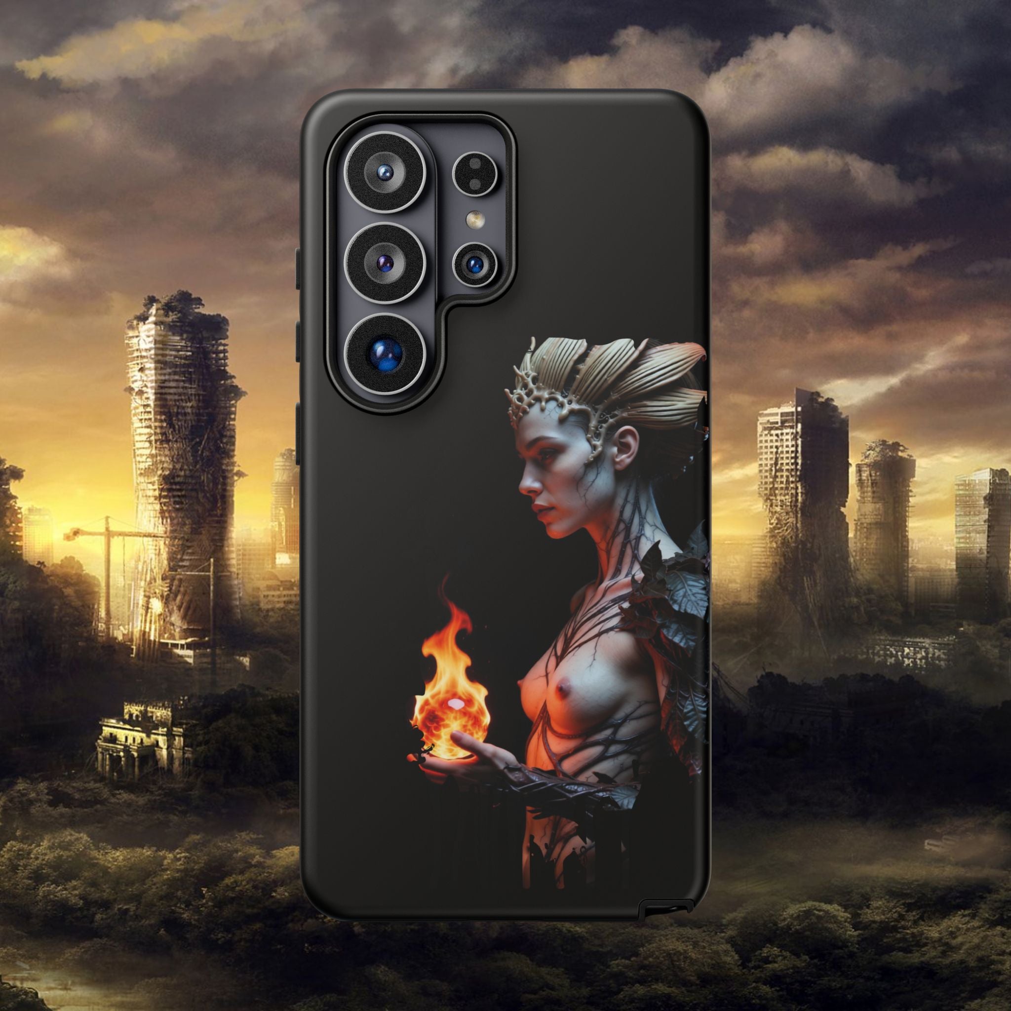 Fire Queen Phone Case — Dark Fantasy iPhone Armor - Alexia Ashford Side Face