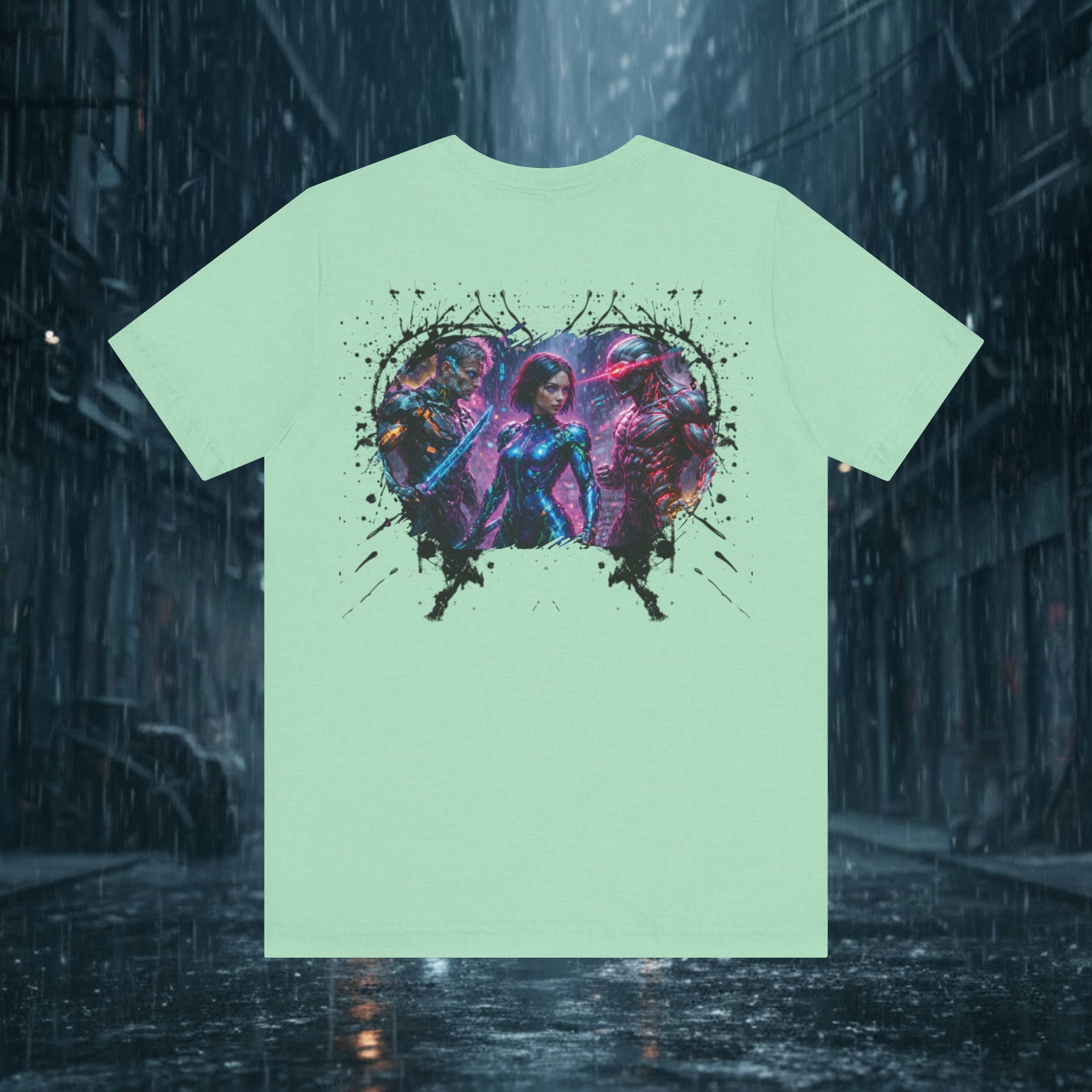 T-Shirt — "Big Family Reunion" Sci‑Fi Character Heart Graphic Tee - Battle Suits