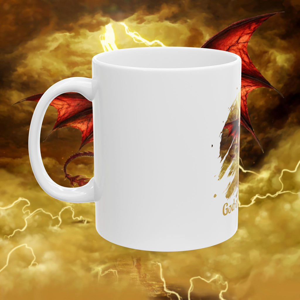 God of the Heavens Dragon Mug — Fantasy Lightning Ceramic Coffee Cup (11oz/15oz) - slifer the sky dragon