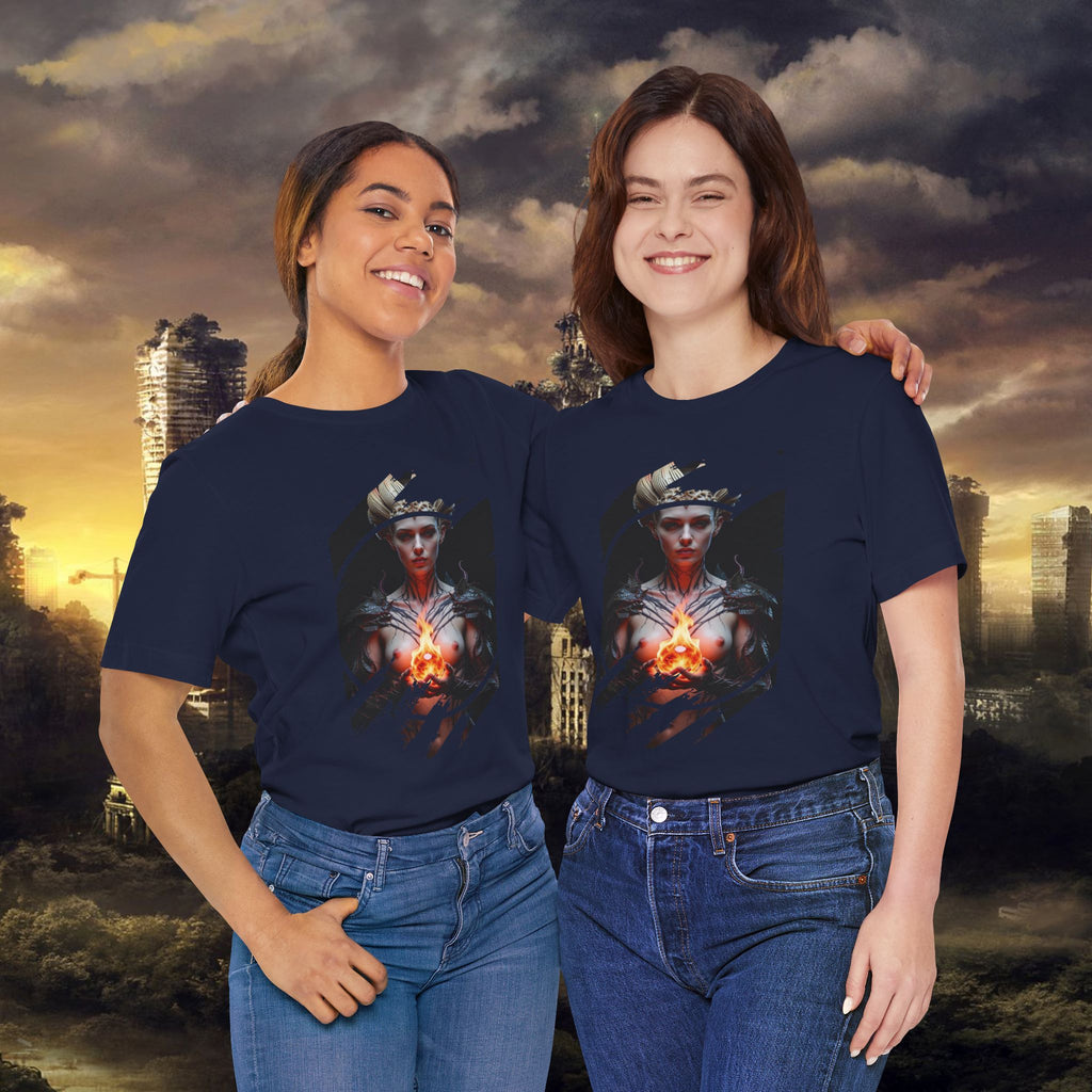 Dark Sorceress T‑Shirt — Fantasy Magic Witch Tee with Fiery Heart - Alexia Ashford