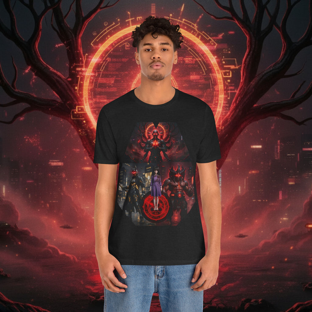 Superhero Squad Graphic Tee — Dark Red Mystic Design