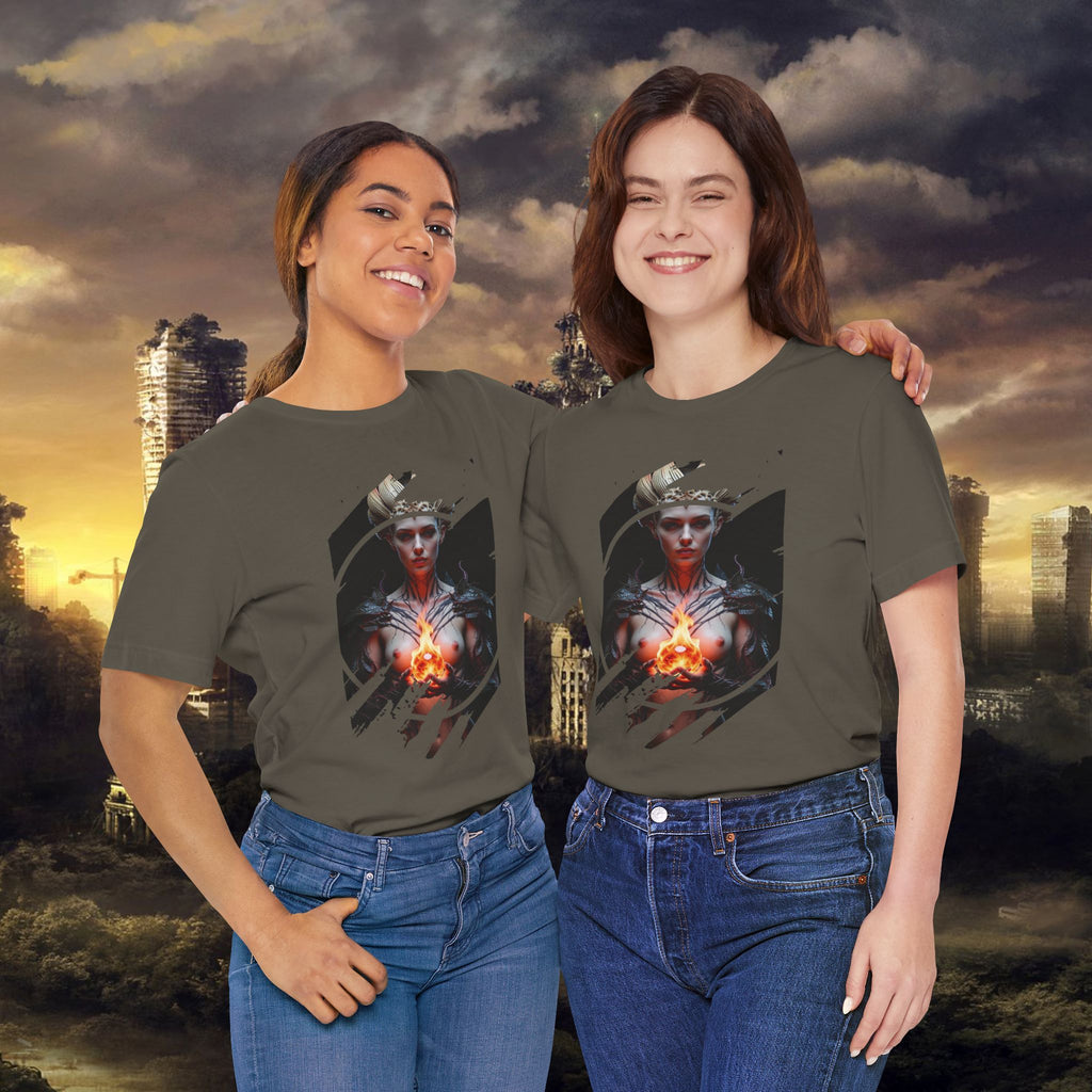 Dark Sorceress T‑Shirt — Fantasy Magic Witch Tee with Fiery Heart - Alexia Ashford