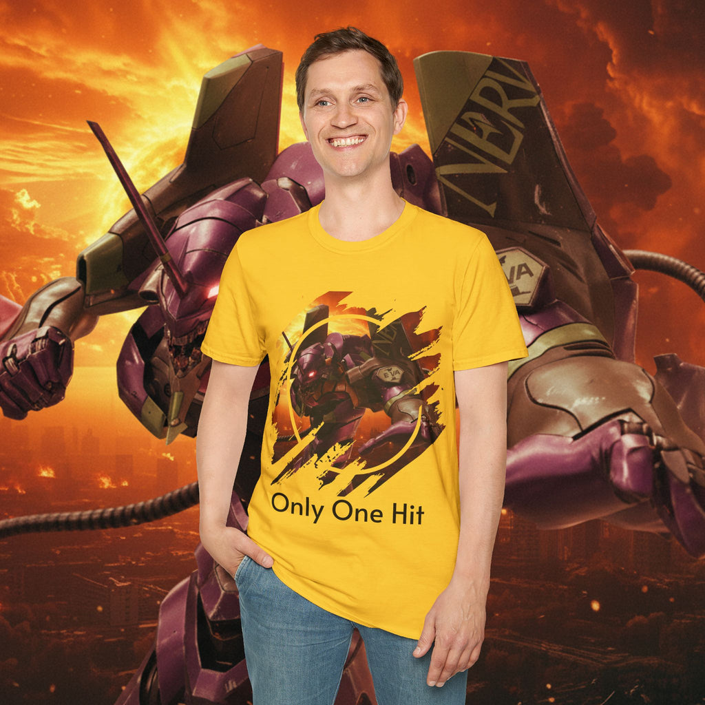 Only One Hit T-Shirt — Gamer Mech Battle Tee - EVA 1 - Neon Genesis Evangelion