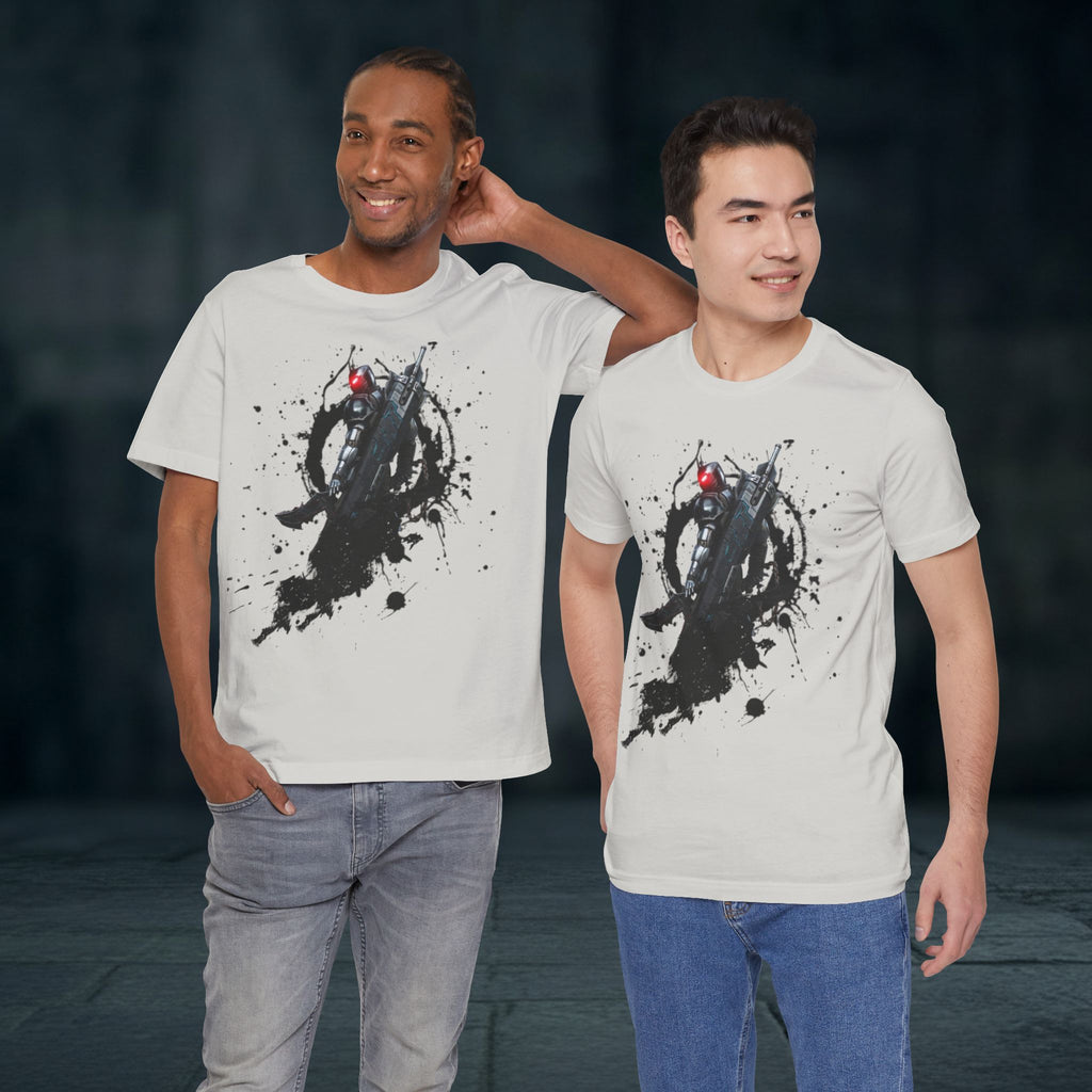 Splatter Noir Rifle Tee — Graphic Military Weapon Shirt