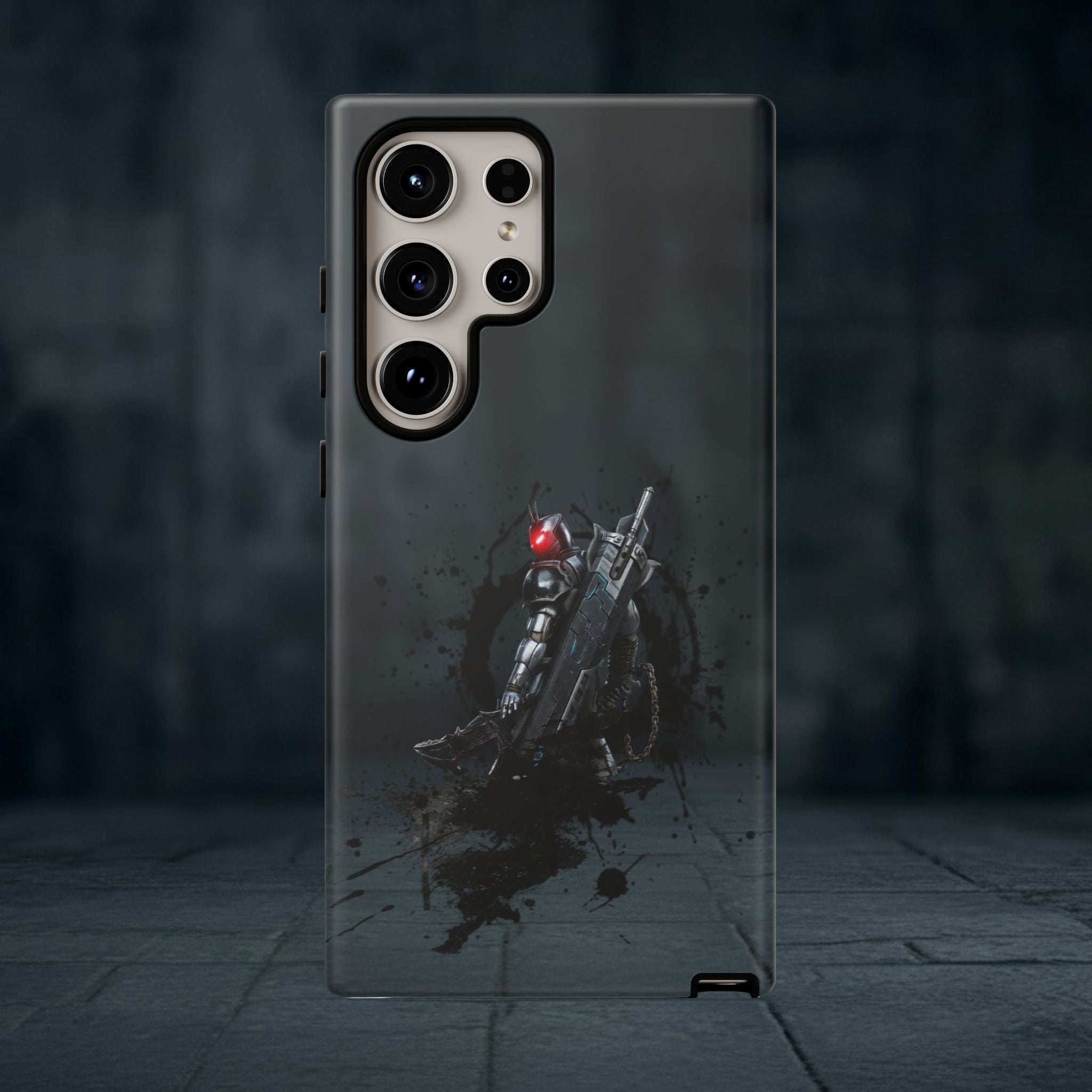 Tough Cases: Dark Cyber Soldier Phone Case — Rugged Sci‑Fi Armor Design
