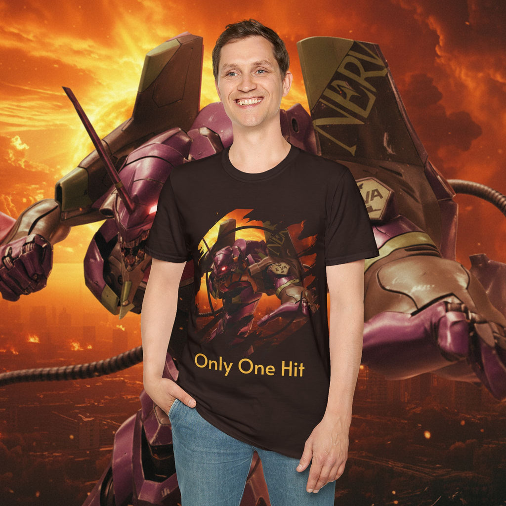 Only One Hit T-Shirt — Gamer Mech Battle Tee - EVA 1 - Neon Genesis Evangelion