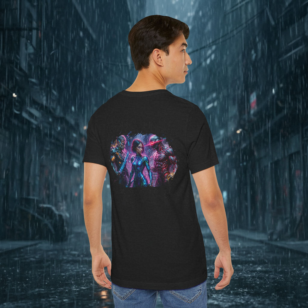 T-Shirt — "Big Family Reunion" Sci‑Fi Character Heart Graphic Tee - Battle Suits