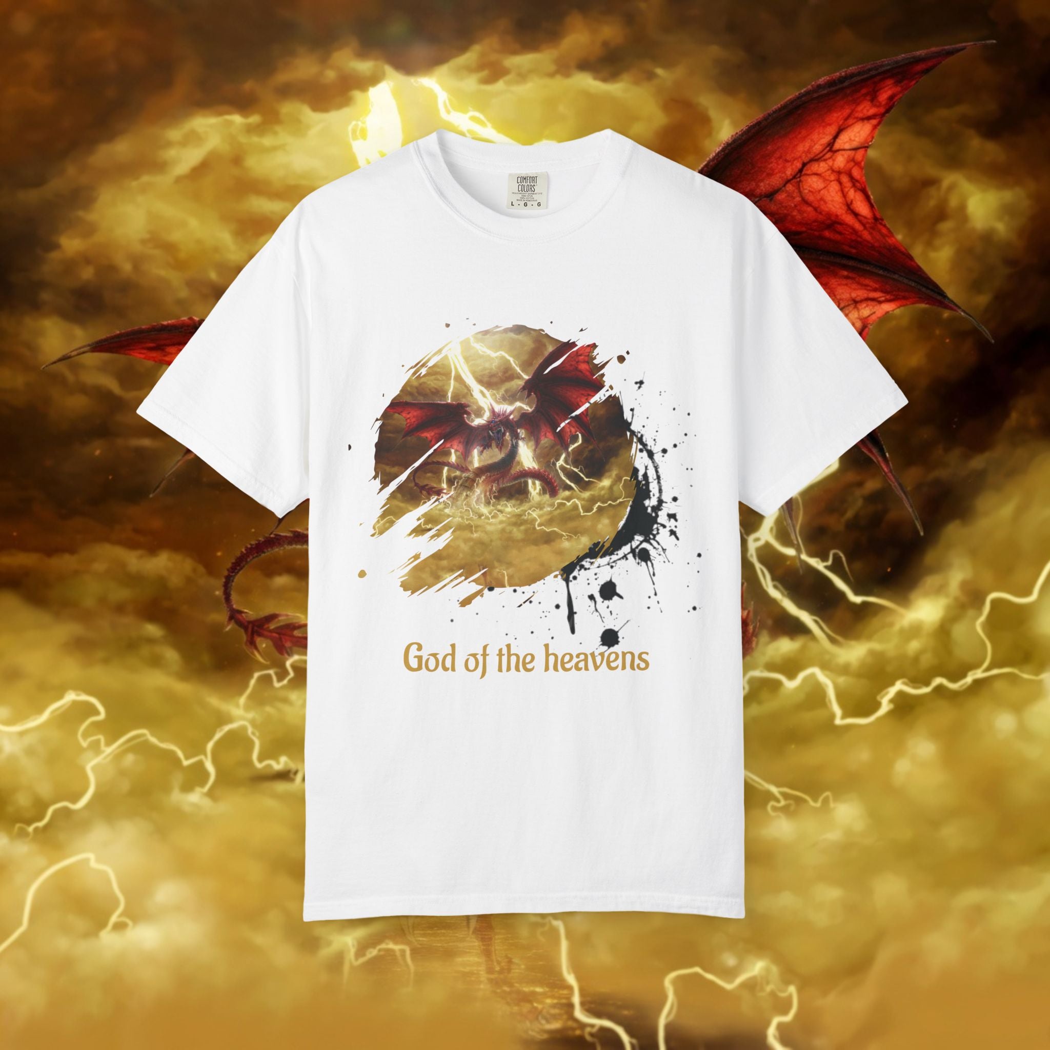 God of the Heavens T-Shirt — Mythic Storm Graphic Tee - slifer the sky dragon