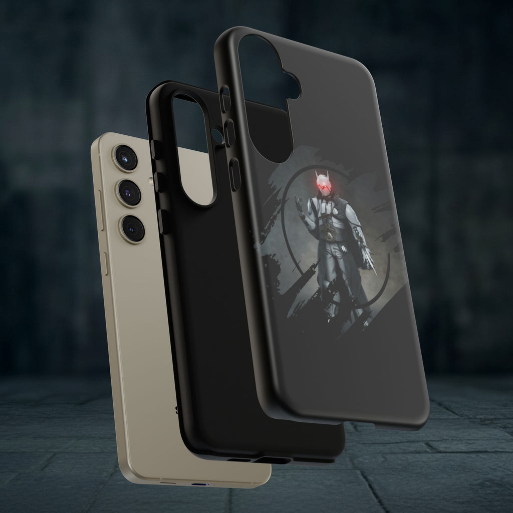 Galaxy Warrior Tough Phone Case — Dark Sci‑Fi Armor with Red Helm