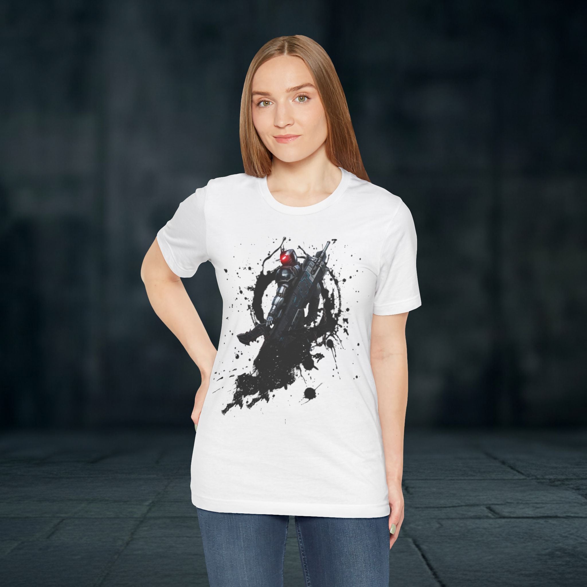 Splatter Noir Rifle Tee — Graphic Military Weapon Shirt