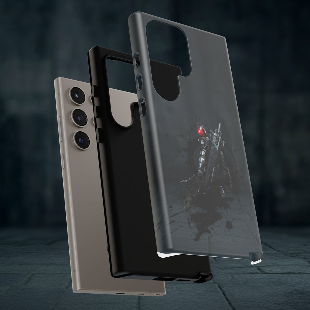Tough Cases: Dark Cyber Soldier Phone Case — Rugged Sci‑Fi Armor Design
