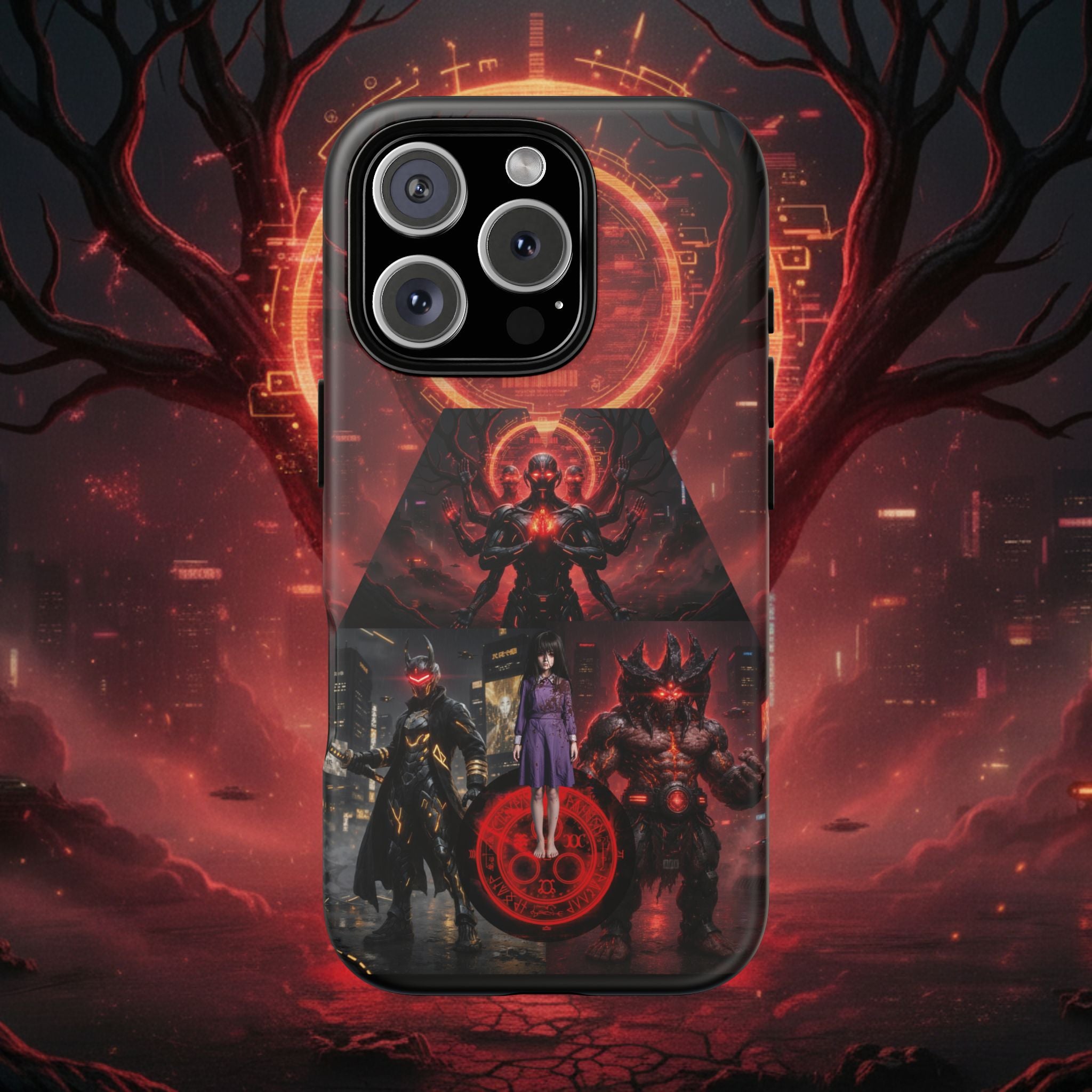 Demonic Guardians Phone Case — Red Occult Sigil Urban Fantasy iPhone Cover