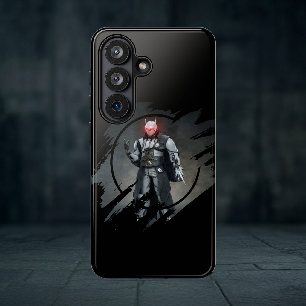 Galaxy Warrior Tough Phone Case — Dark Sci‑Fi Armor with Red Helm