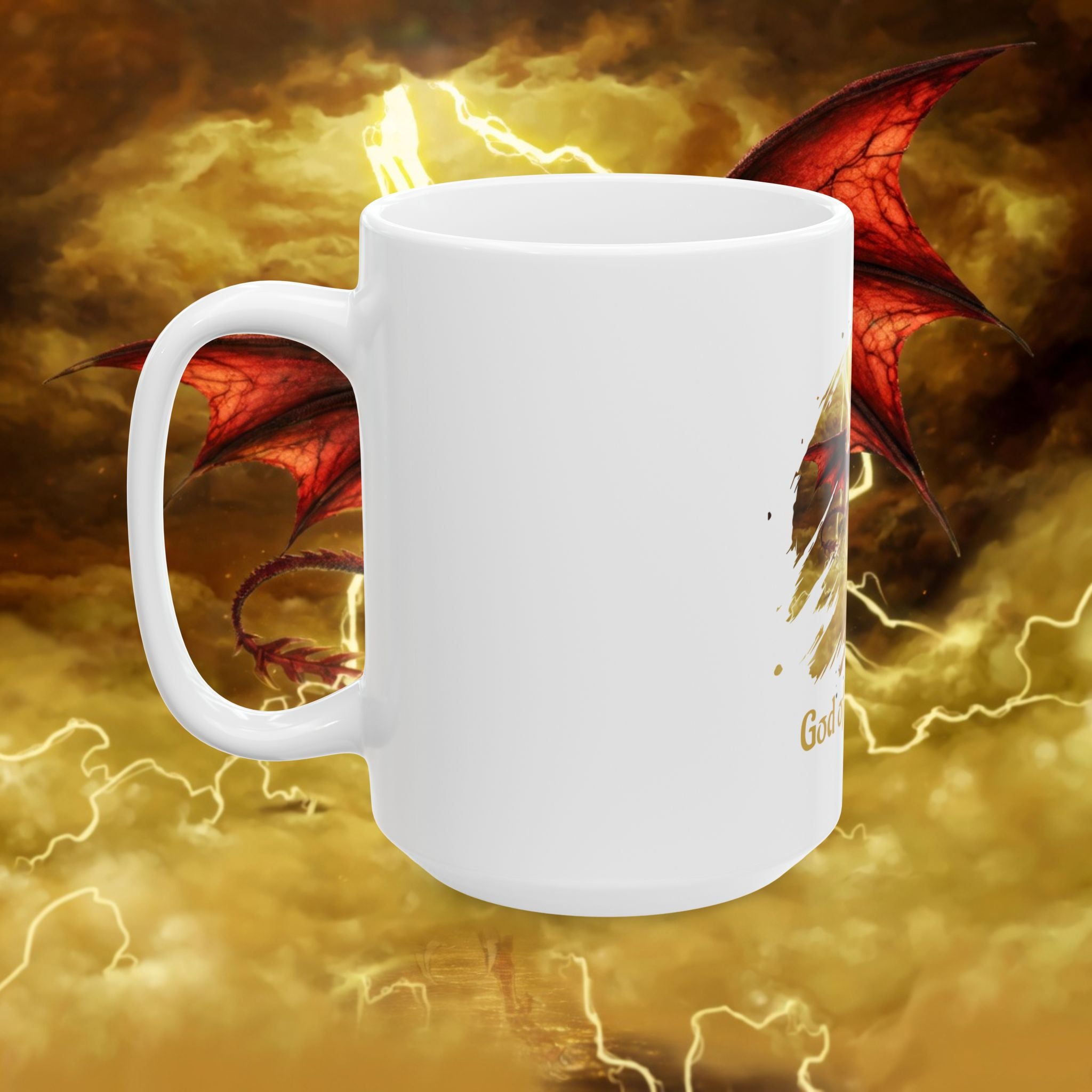 God of the Heavens Dragon Mug — Fantasy Lightning Ceramic Coffee Cup (11oz/15oz) - slifer the sky dragon