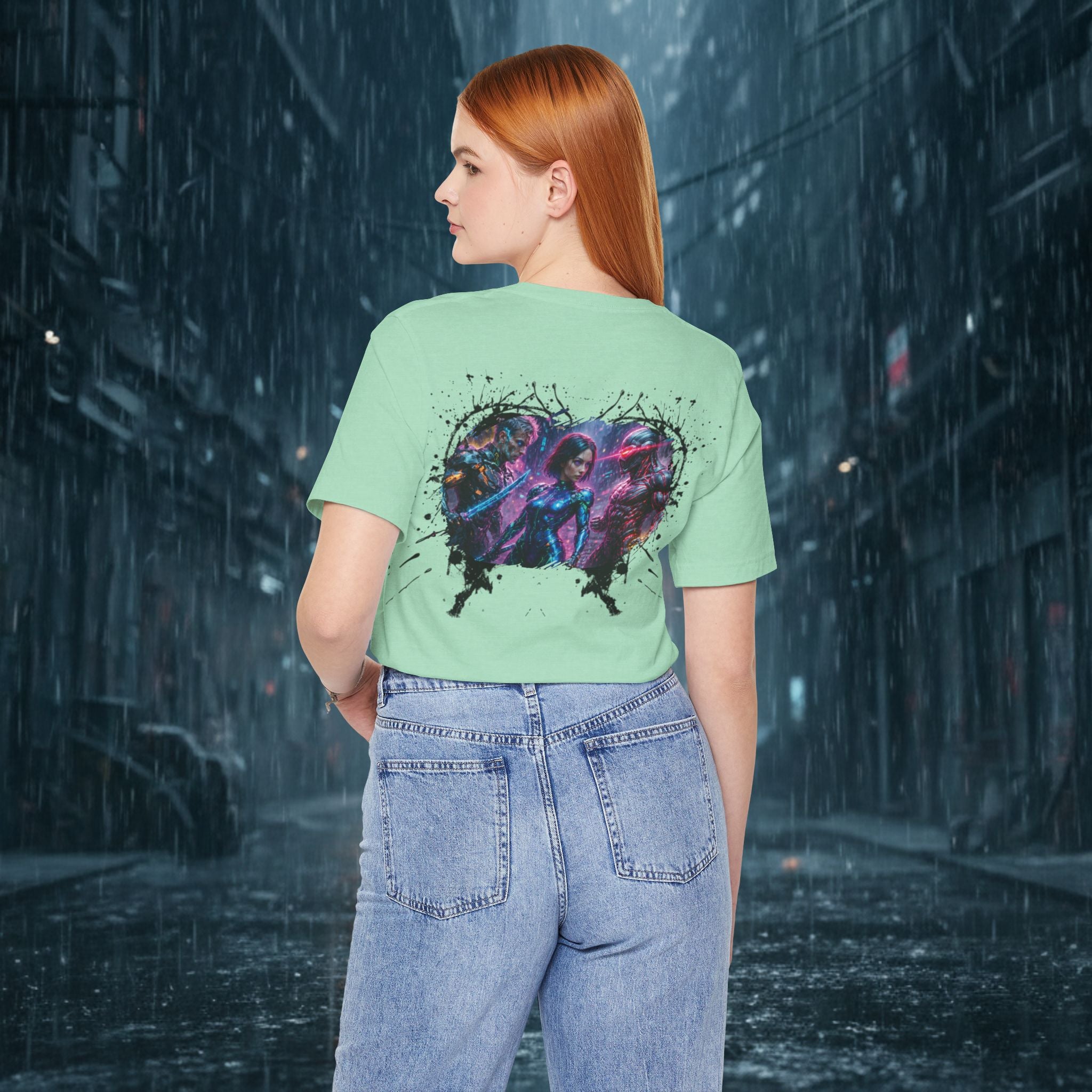 T-Shirt — "Big Family Reunion" Sci‑Fi Character Heart Graphic Tee - Battle Suits