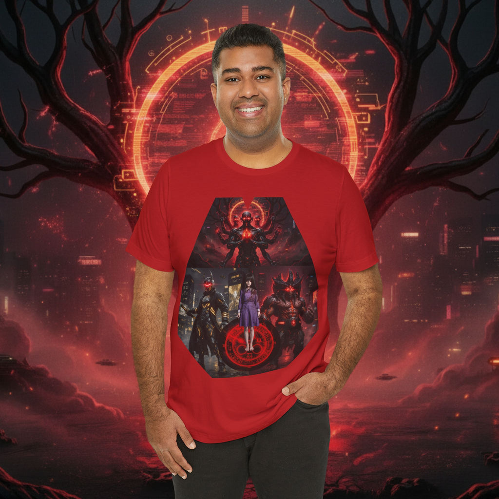 Superhero Squad Graphic Tee — Dark Red Mystic Design