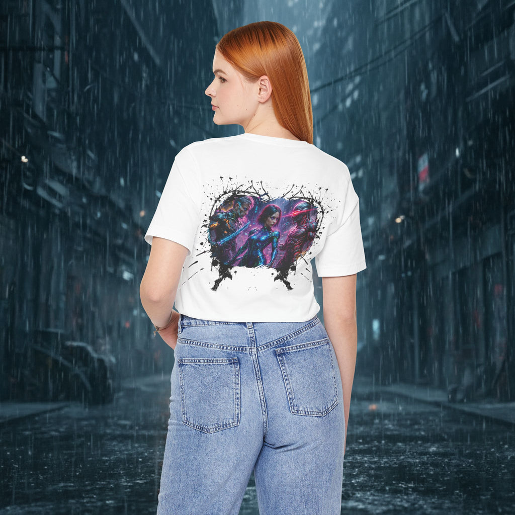 T-Shirt — "Big Family Reunion" Sci‑Fi Character Heart Graphic Tee - Battle Suits