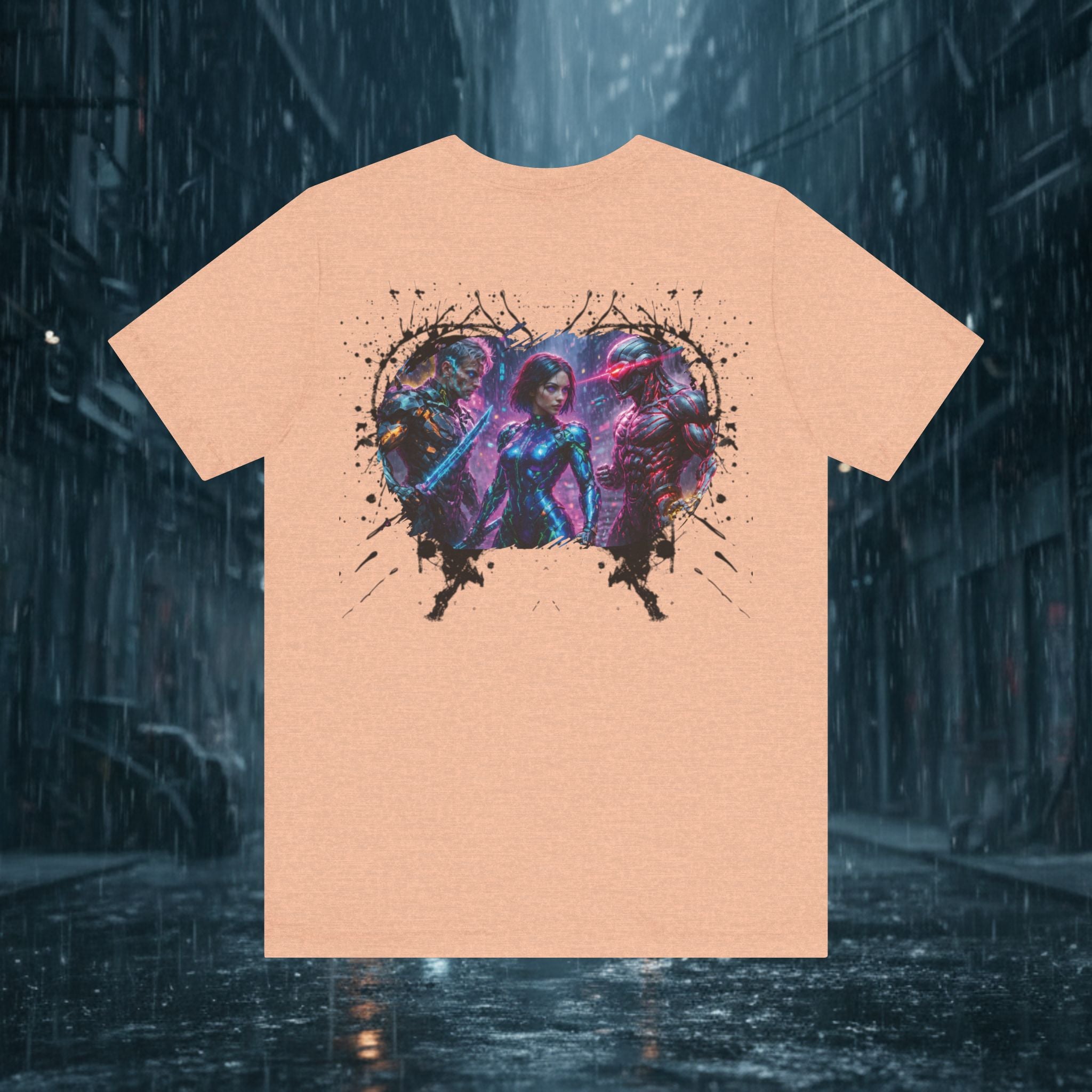 T-Shirt — "Big Family Reunion" Sci‑Fi Character Heart Graphic Tee - Battle Suits