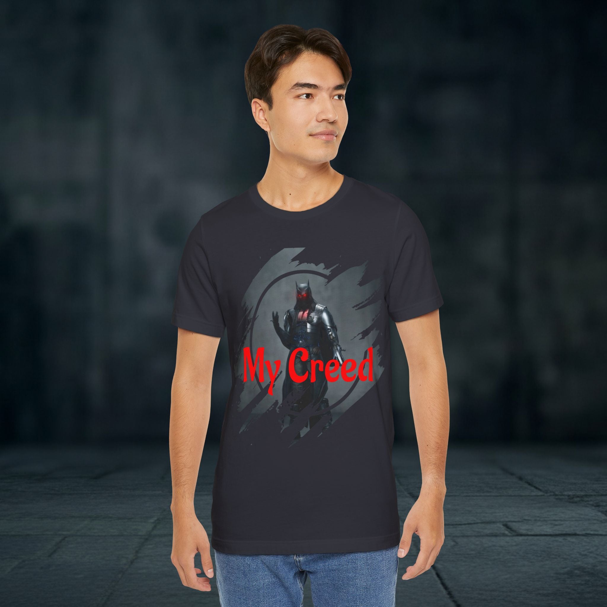 My Creed Graphic Tee — Dark Knight Sci‑Fi Illustration T‑Shirt