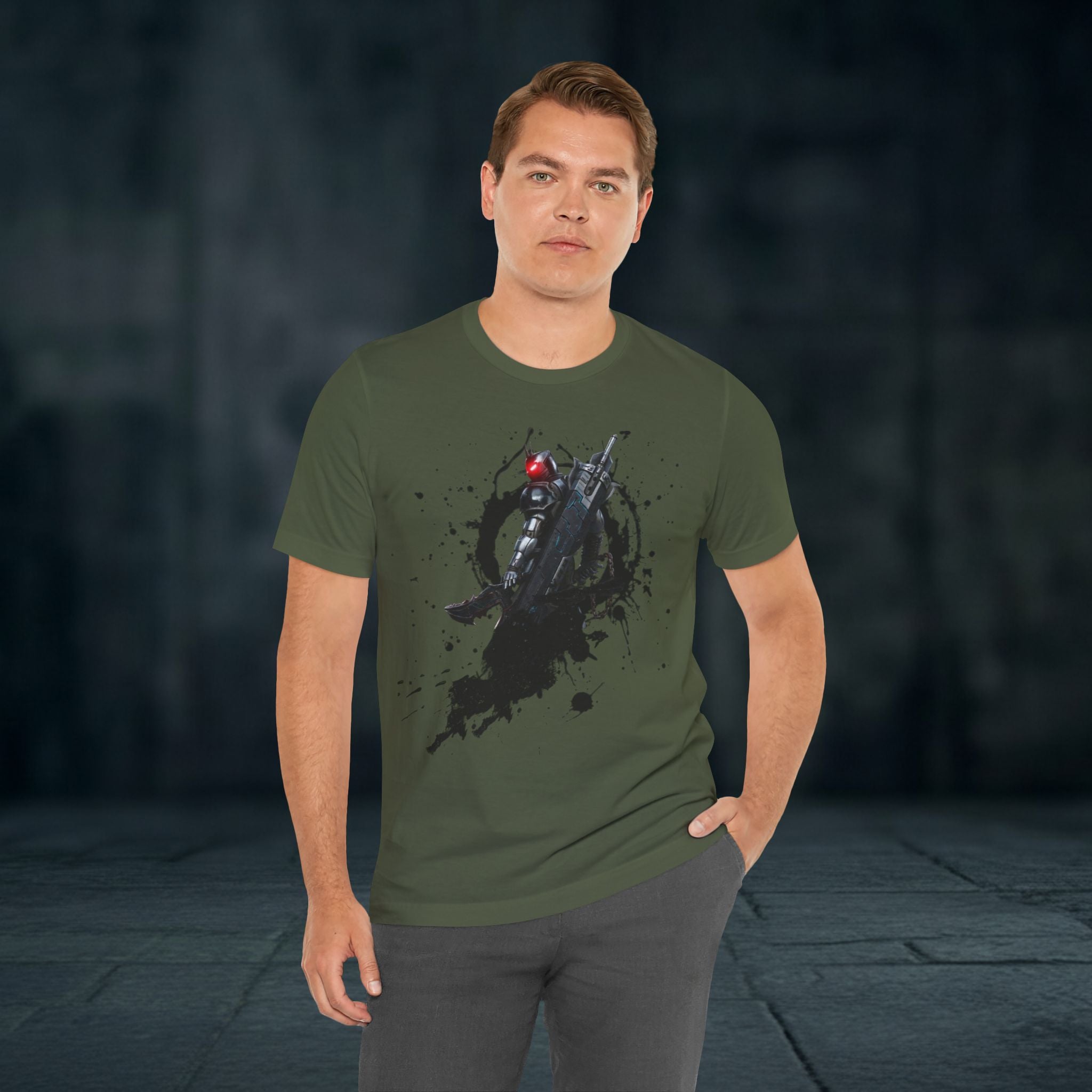 Splatter Noir Rifle Tee — Graphic Military Weapon Shirt