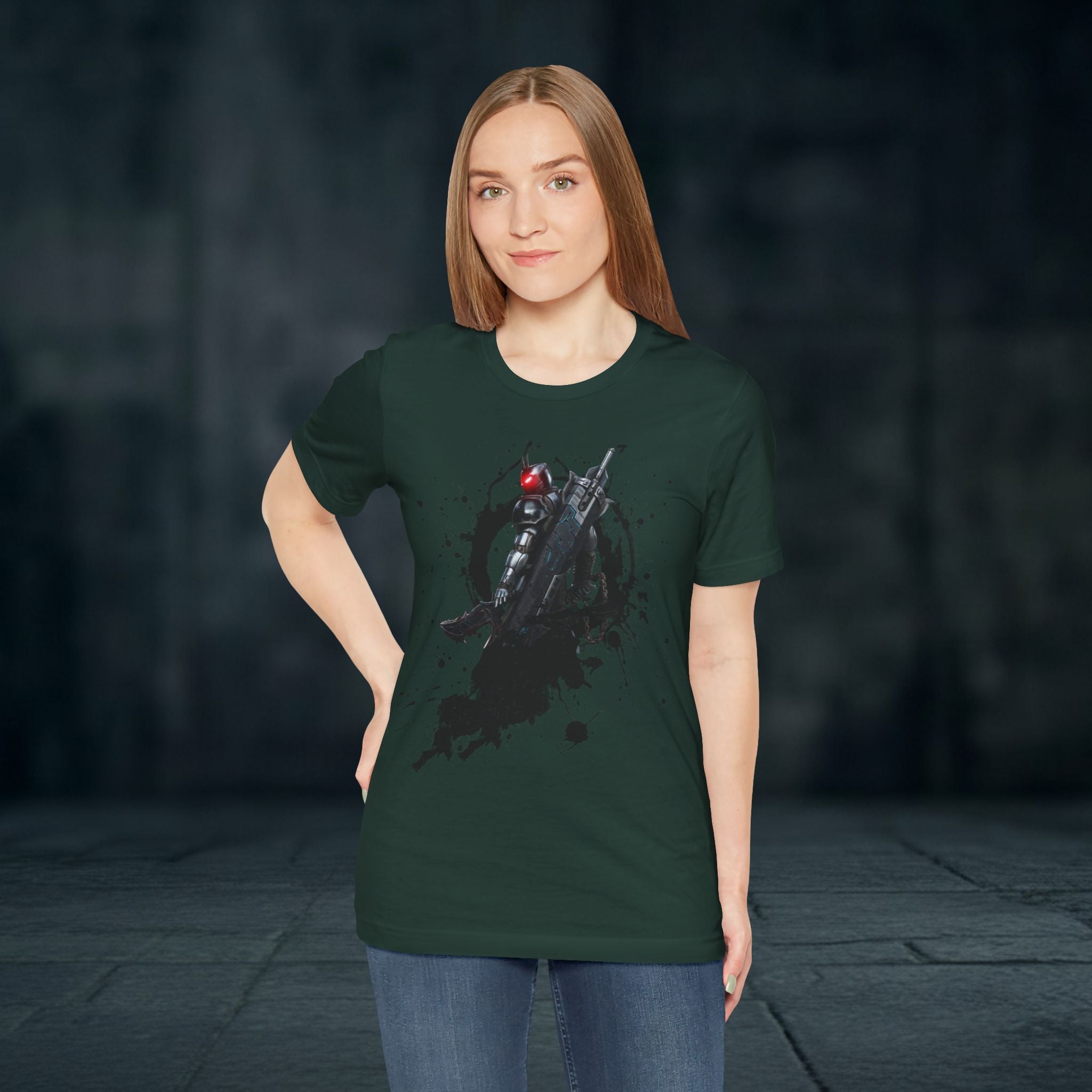 Splatter Noir Rifle Tee — Graphic Military Weapon Shirt