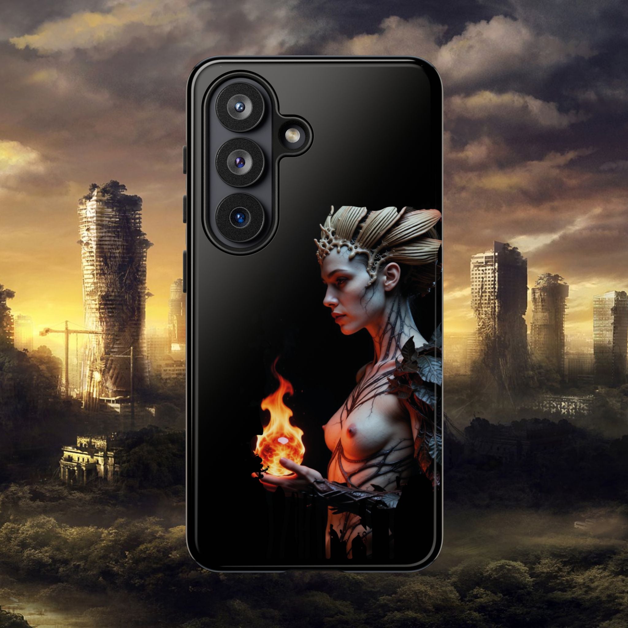 Fire Queen Phone Case — Dark Fantasy iPhone Armor - Alexia Ashford Side Face