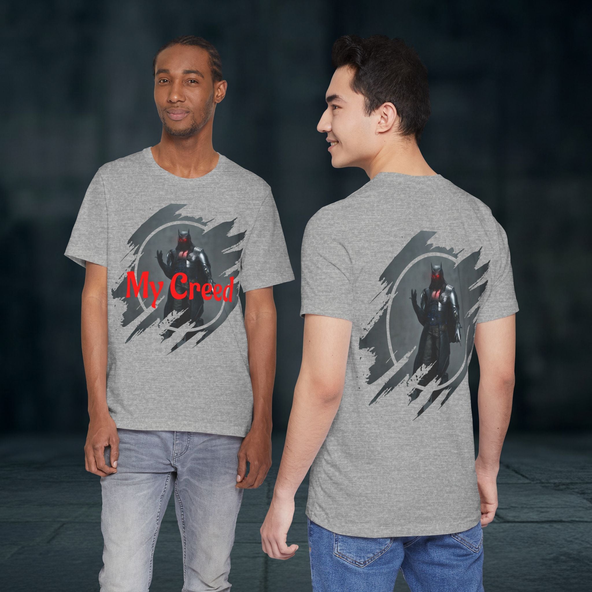 My Creed Graphic Tee — Dark Knight Sci‑Fi Illustration T‑Shirt