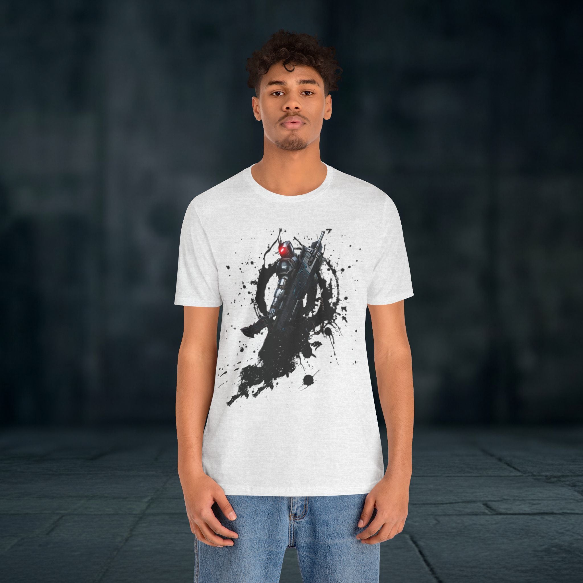 Splatter Noir Rifle Tee — Graphic Military Weapon Shirt