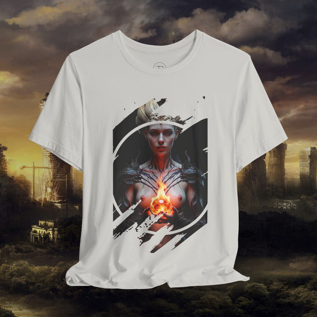 Dark Sorceress T‑Shirt — Fantasy Magic Witch Tee with Fiery Heart - Alexia Ashford